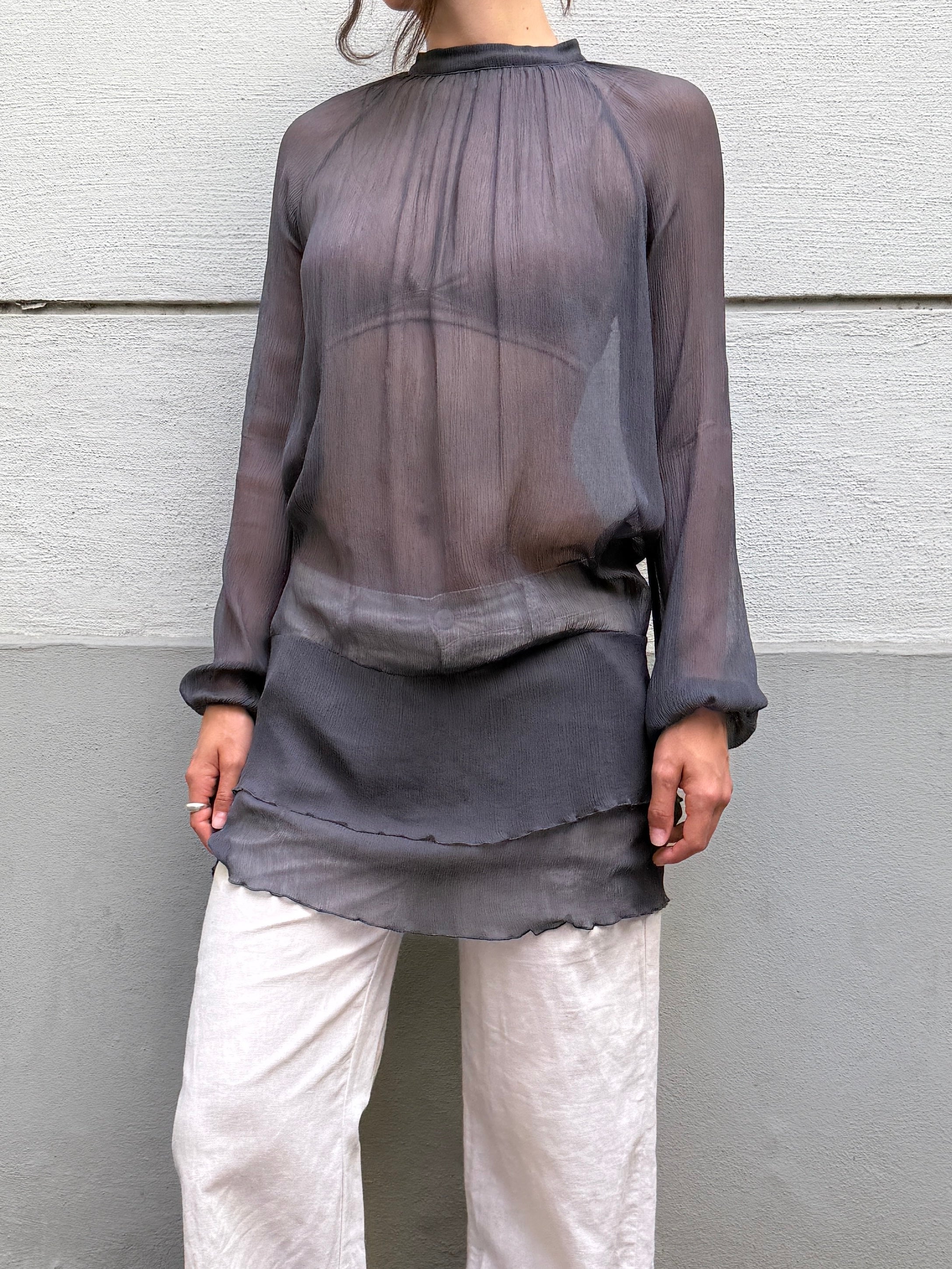 Vintage Sisley Sheer Tunic Blouse M