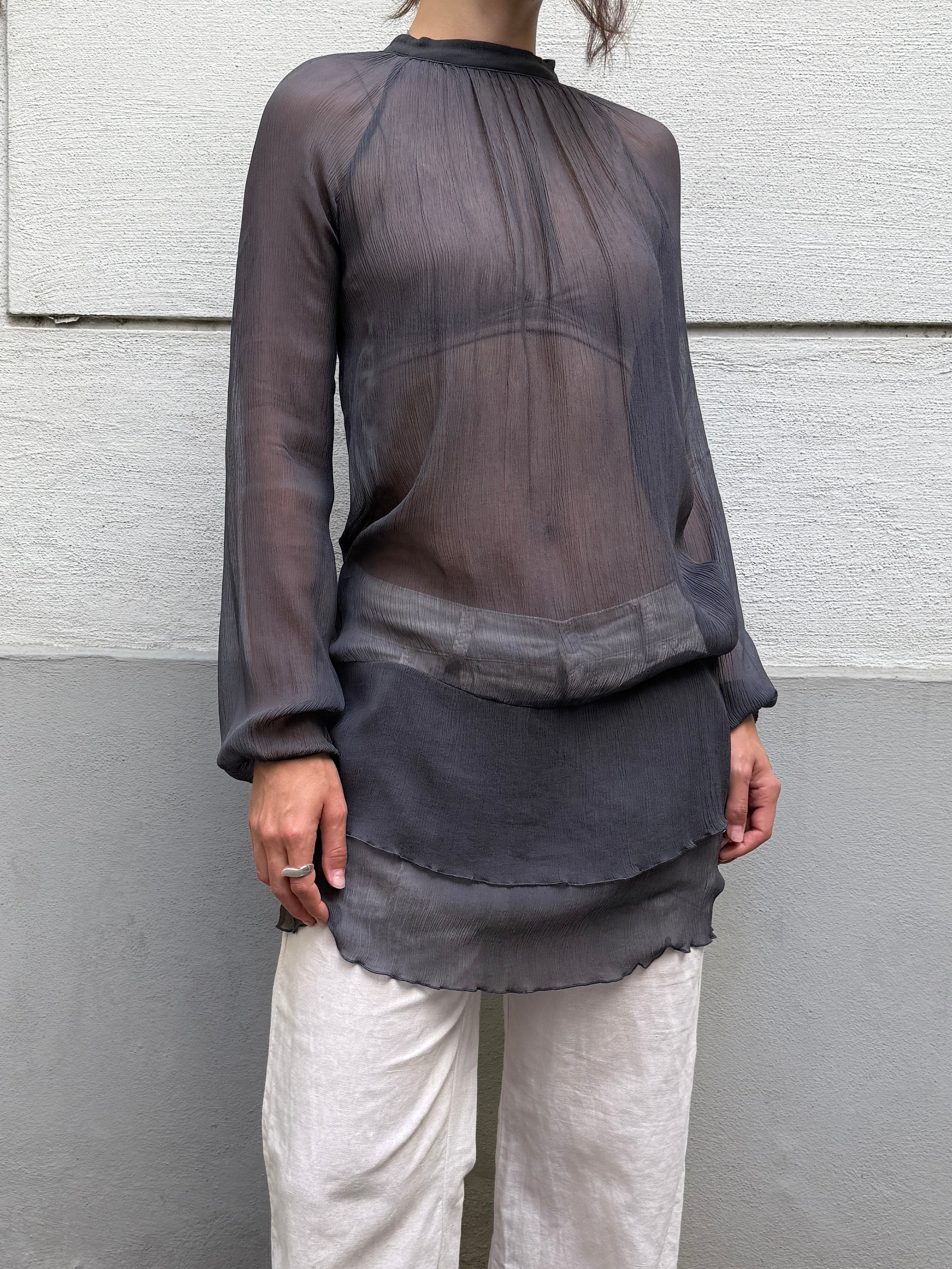 Vintage Sisley Sheer Tunic Blouse M