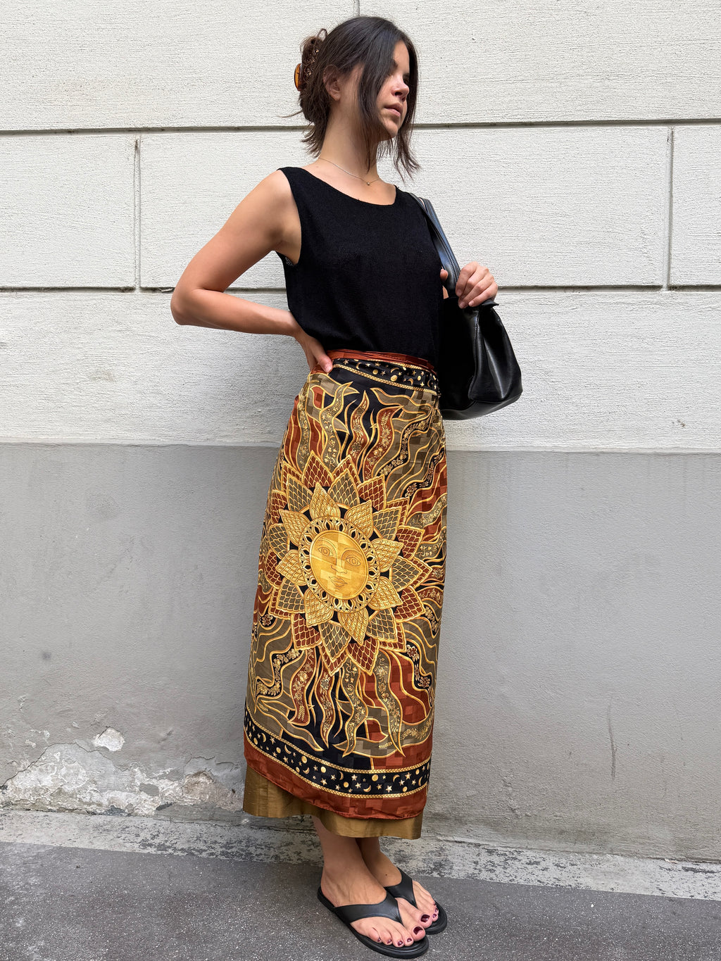 Vintage 100% Silk Sun Scarf