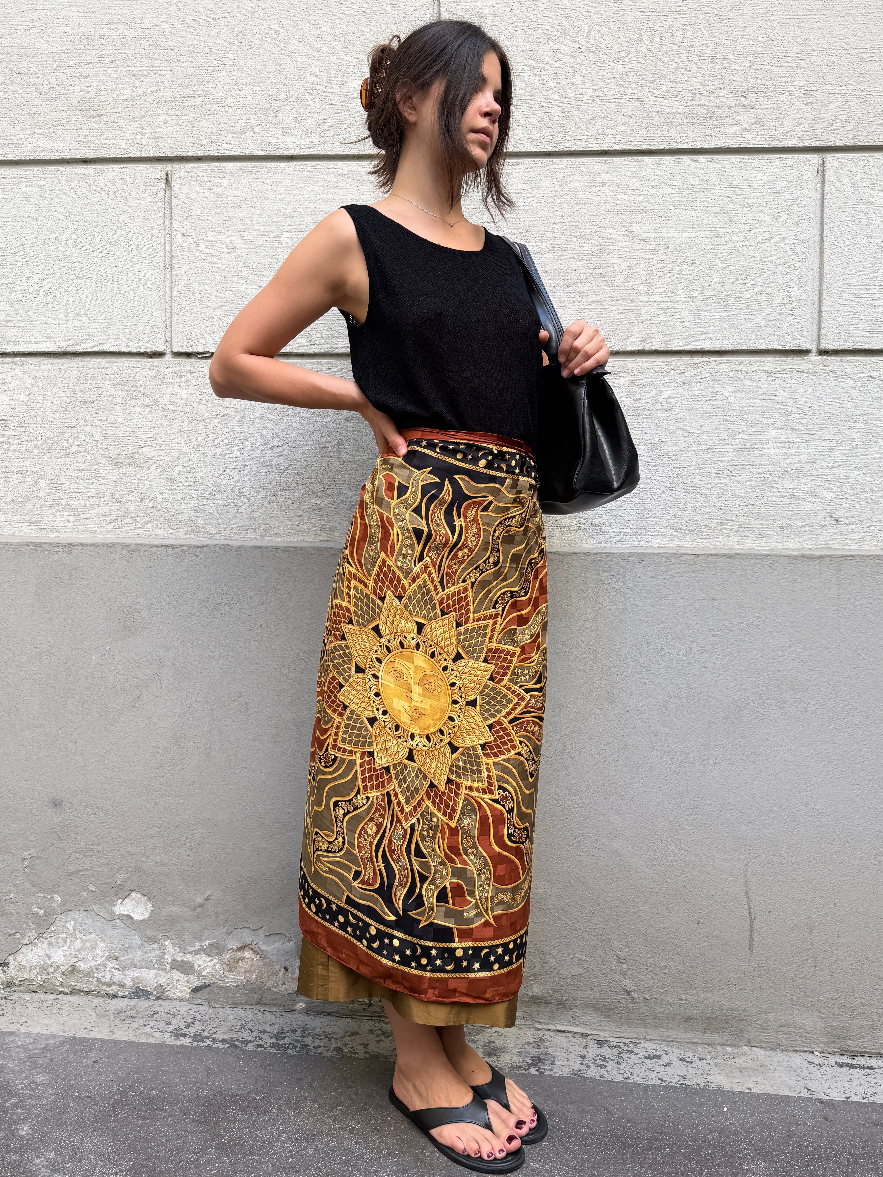 Vintage 100% Silk Sun Scarf