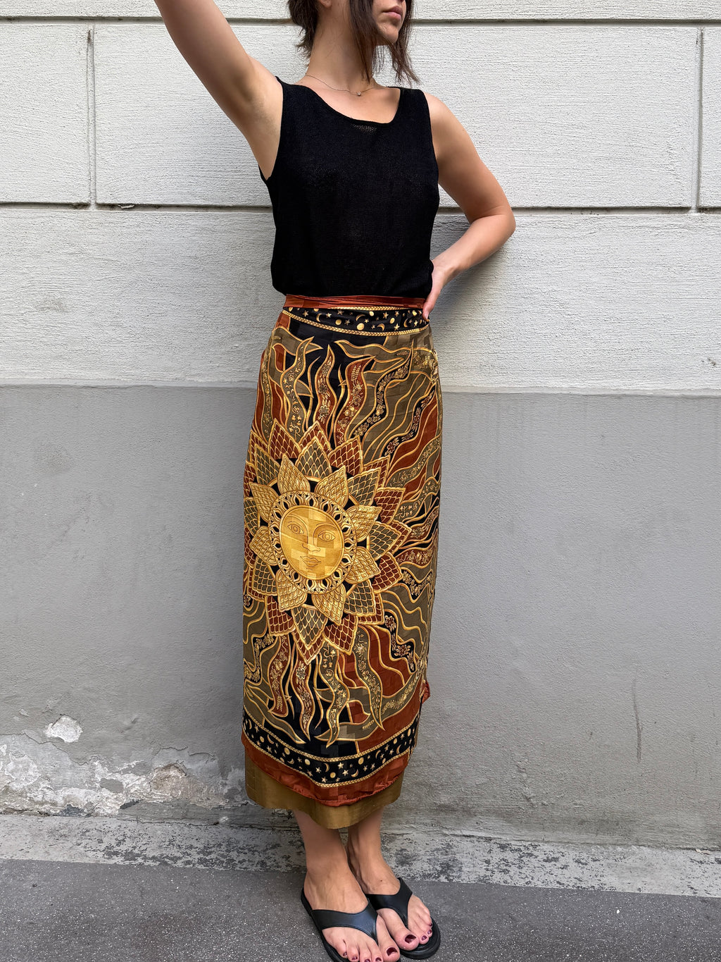 Vintage 100% Silk Sun Scarf