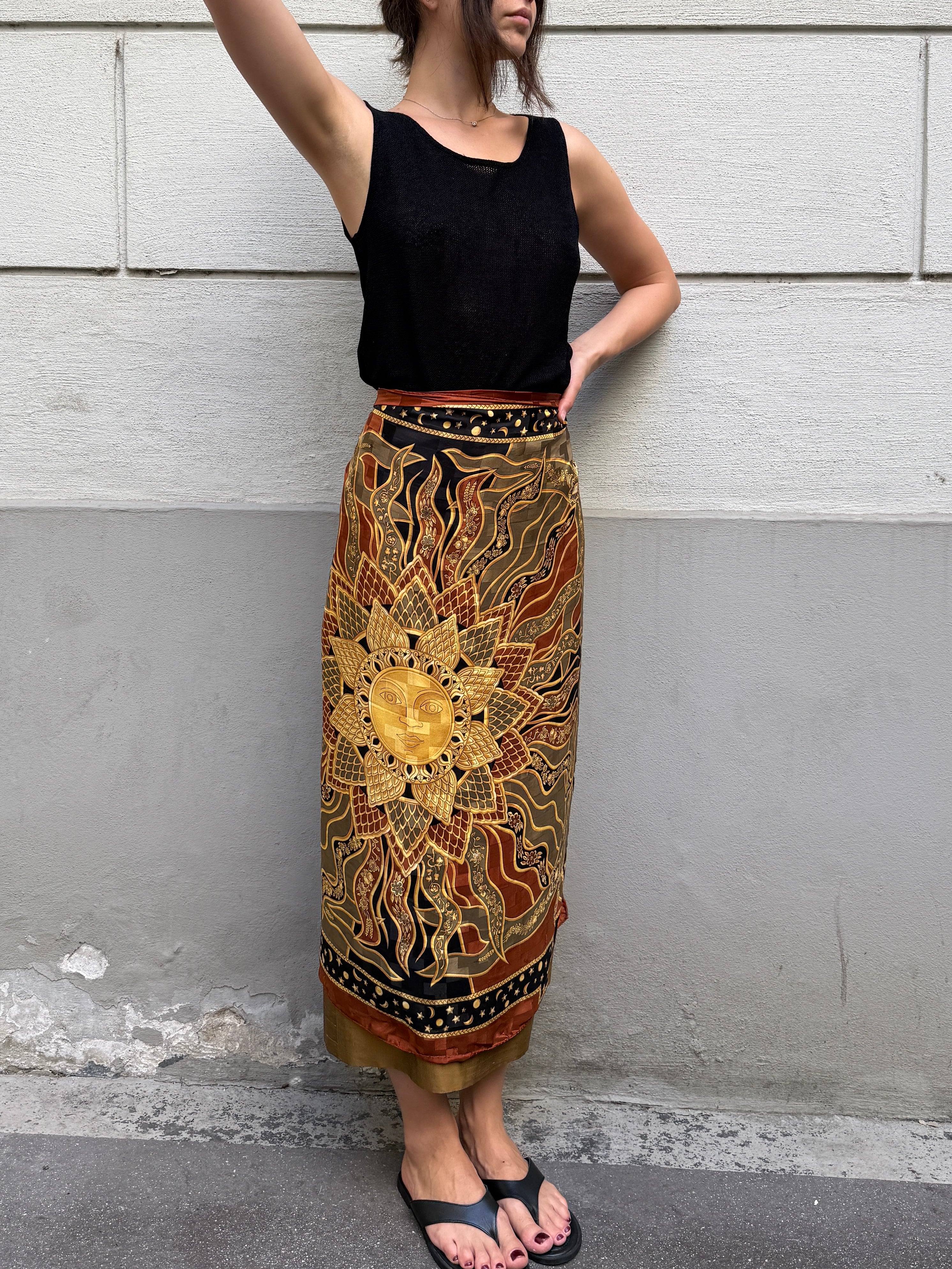 Vintage 100% Silk Sun Scarf