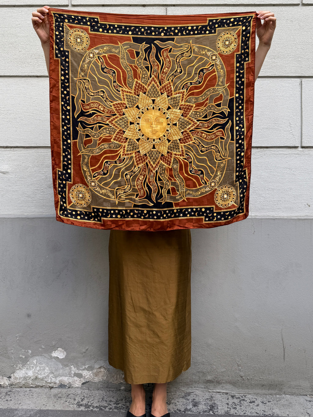Vintage 100% Silk Sun Scarf