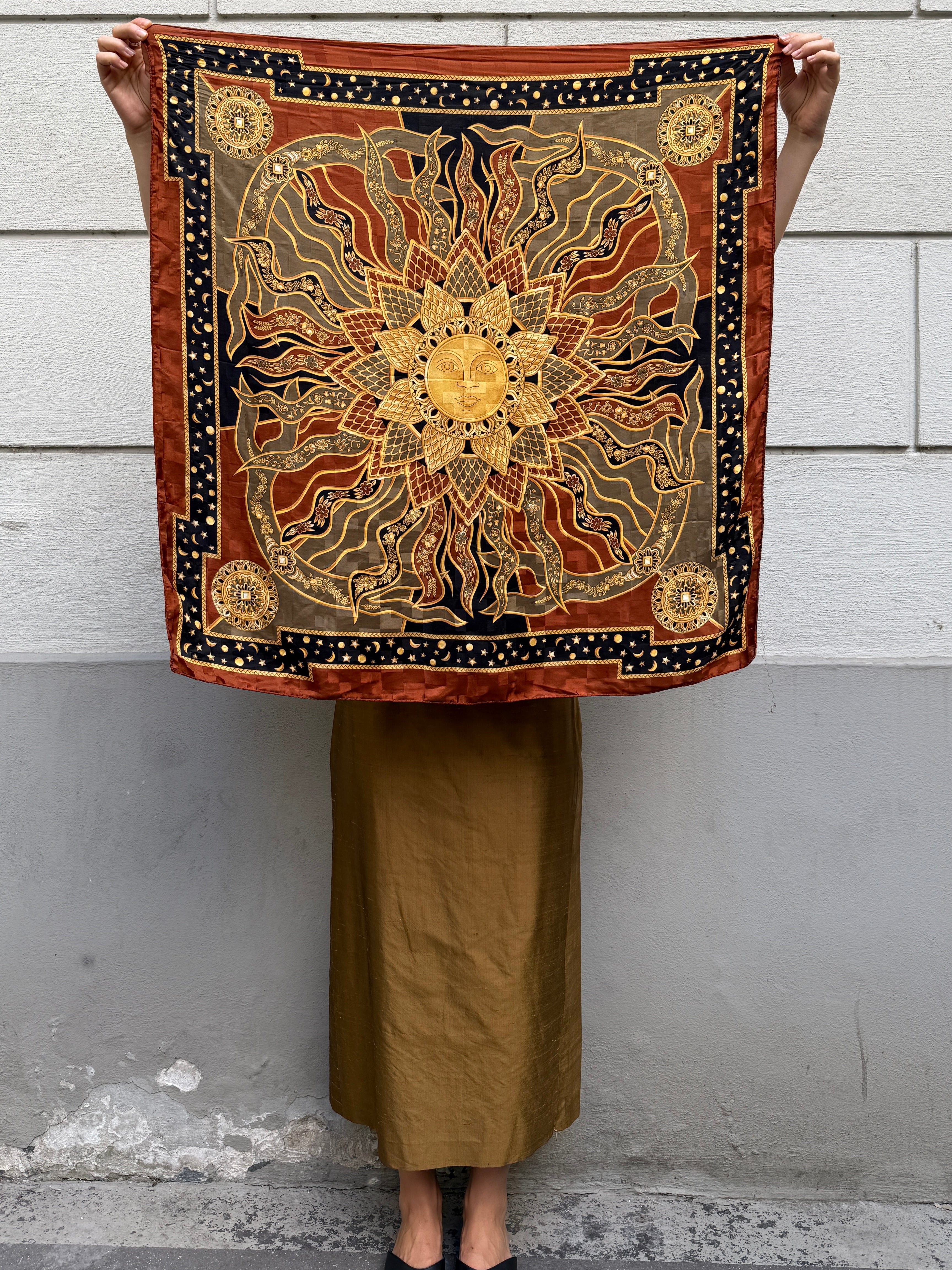 Vintage 100% Silk Sun Scarf