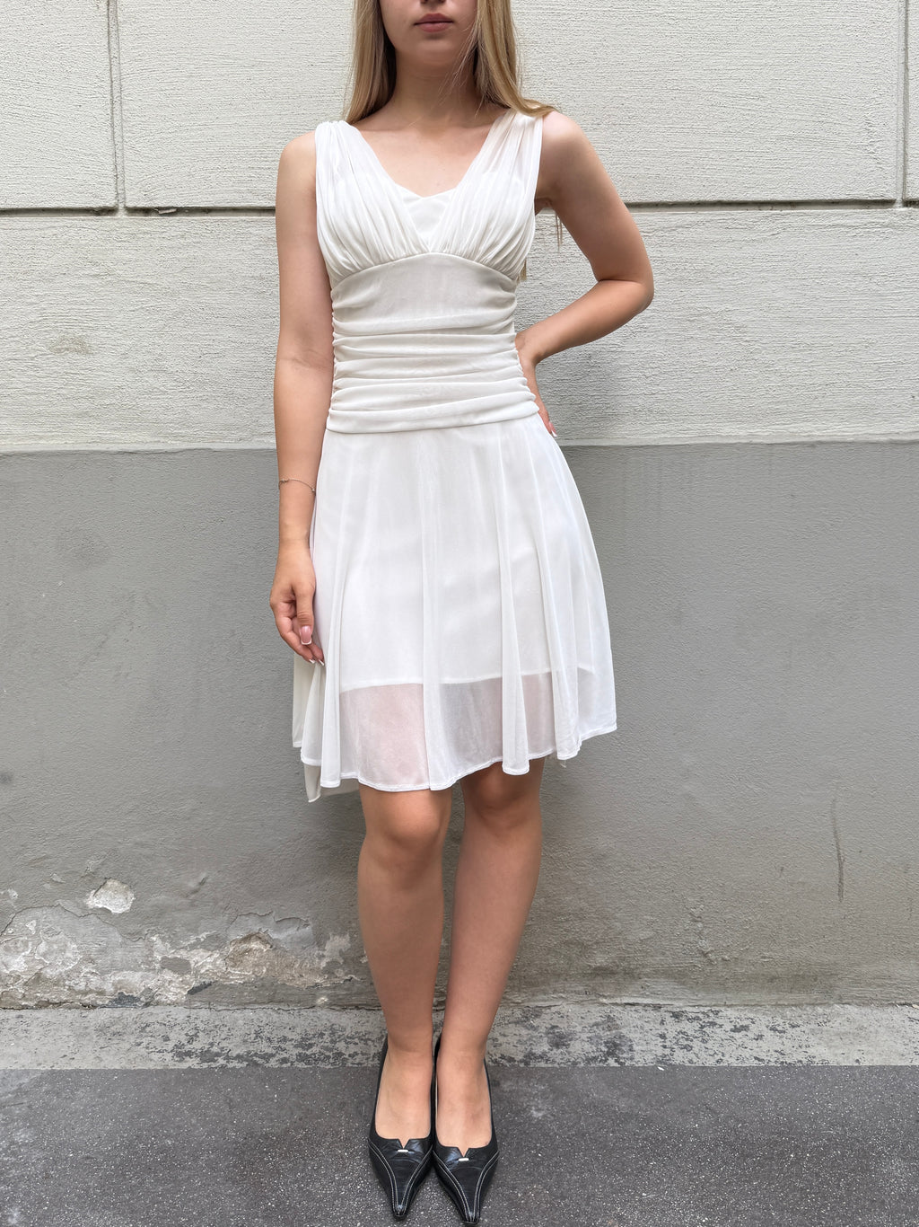 Vintage Y2K White Mesh Dress XS