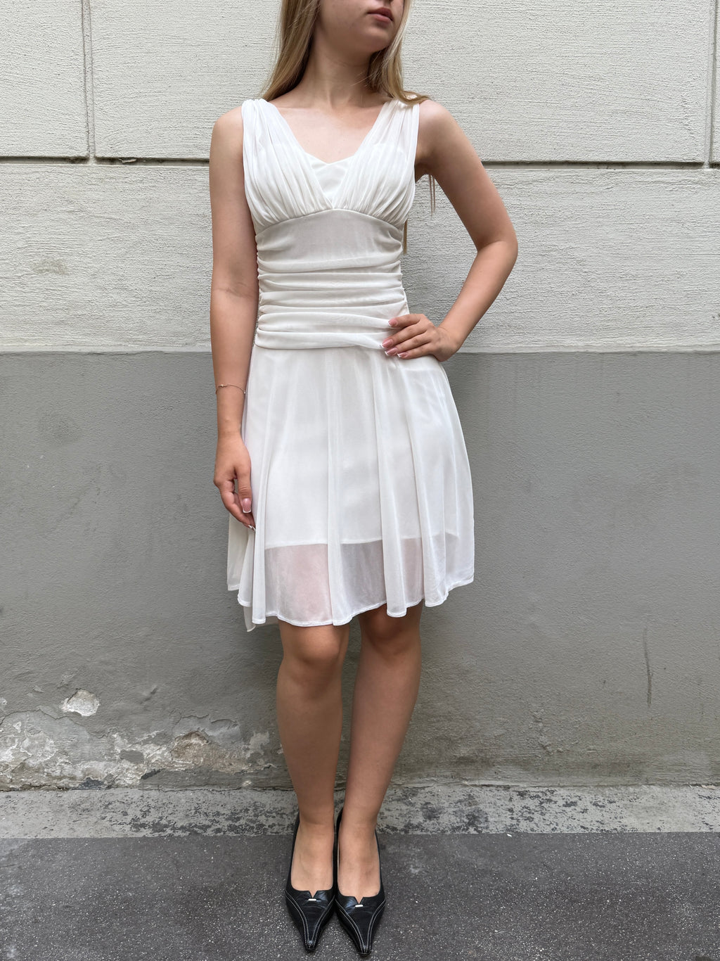 Vintage Y2K White Mesh Dress XS