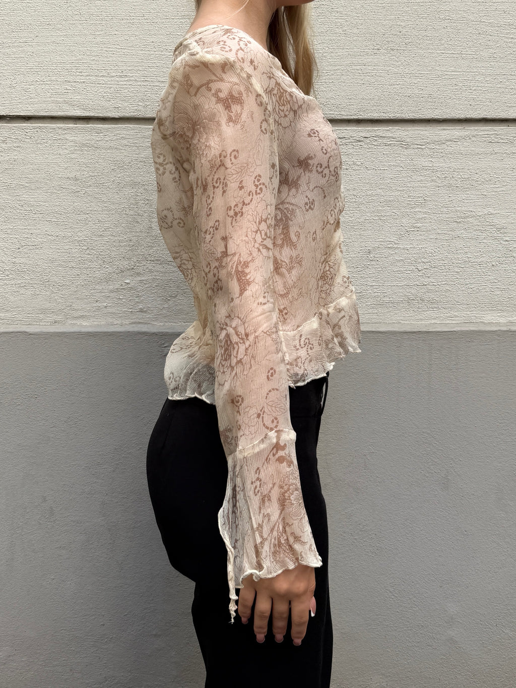 100% Silk Cream Button Down Blouse XS