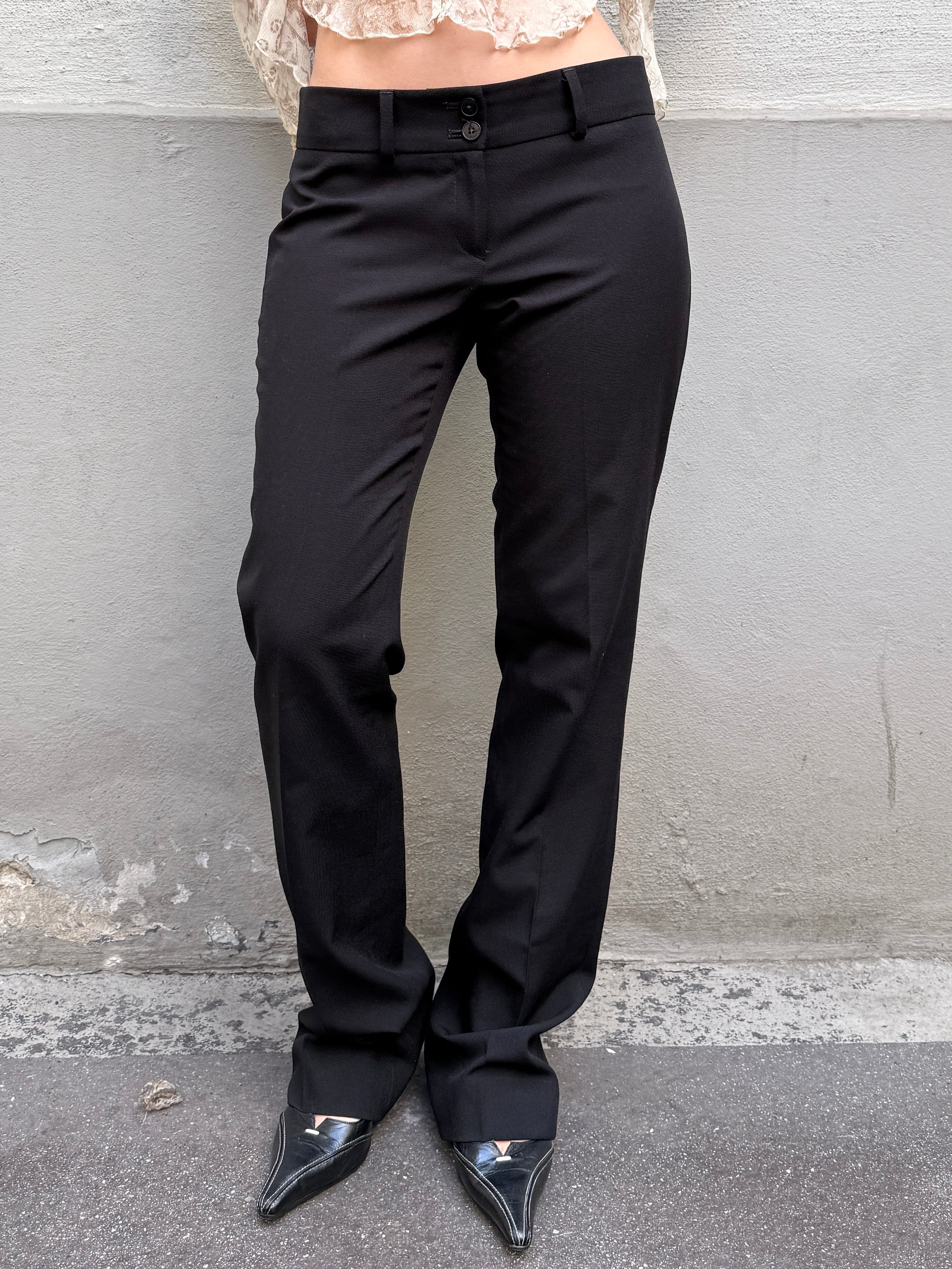 Vintage Y2K Black Low Waist Straight Leg Bootcut Trousers XS/S
