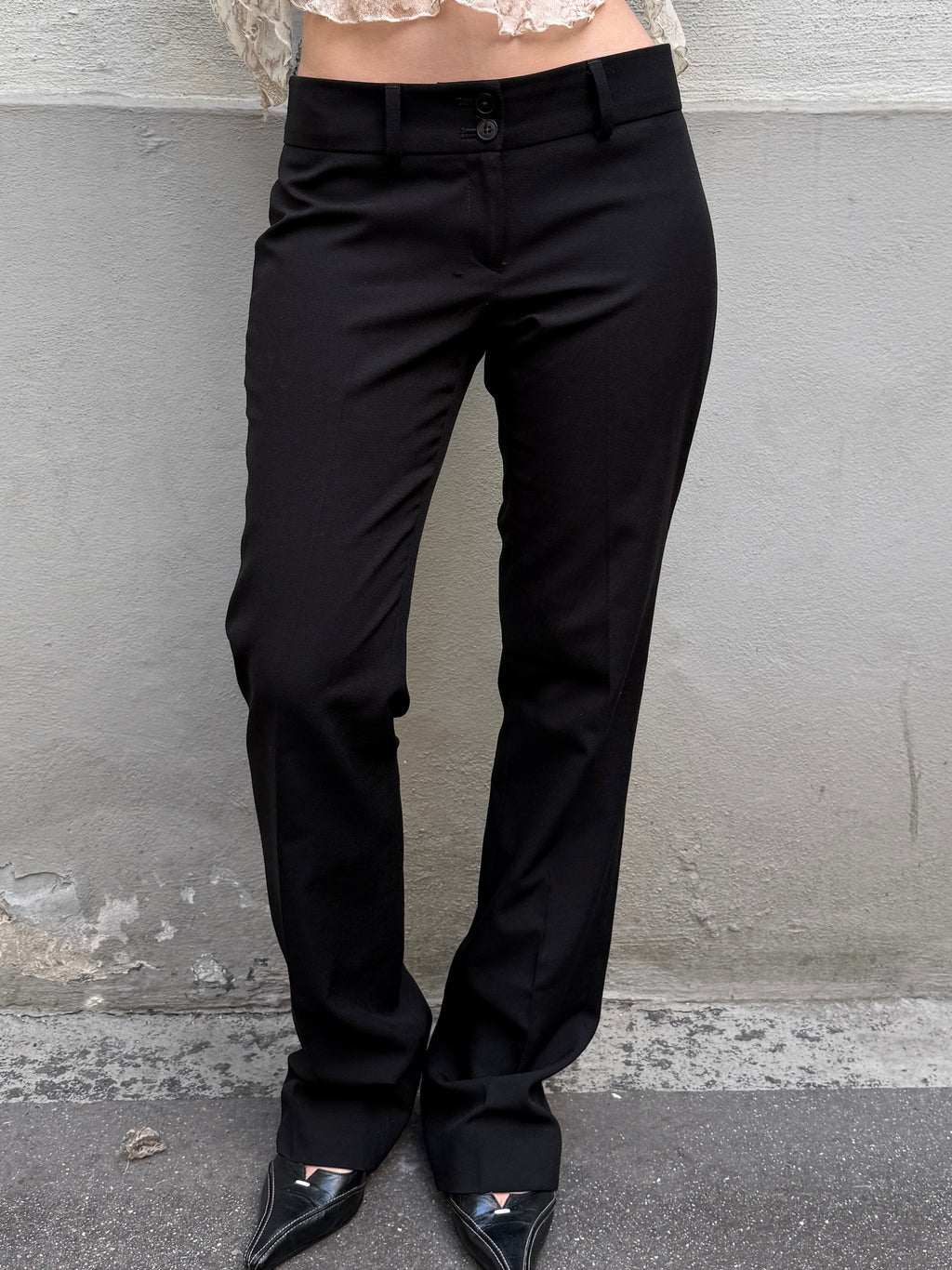Vintage Y2K Black Low Waist Straight Leg Bootcut Trousers XS/S