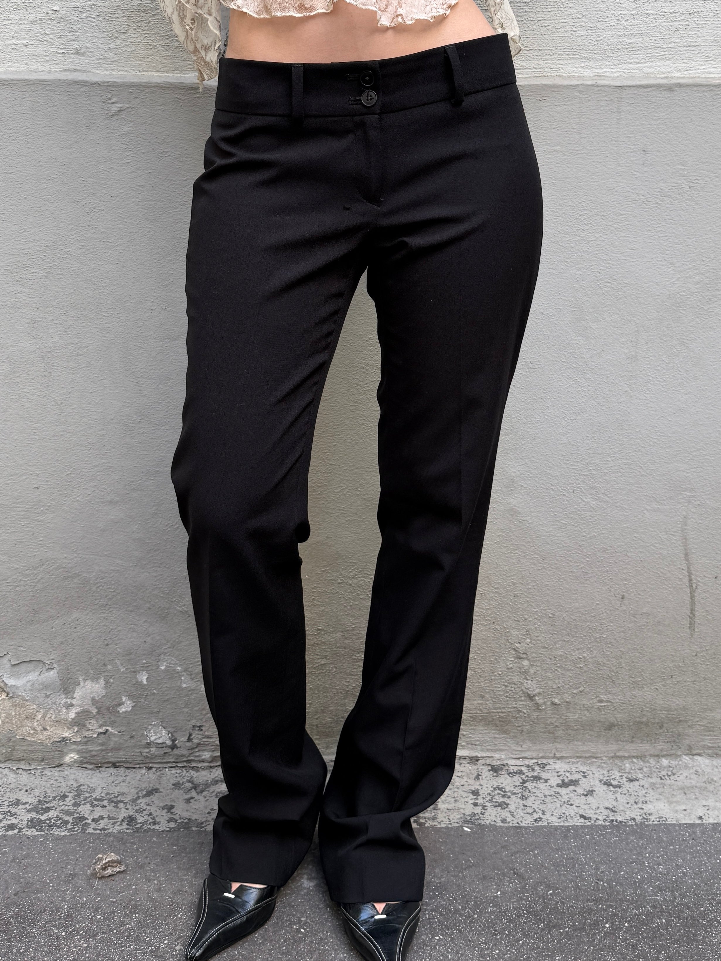 Vintage Y2K Black Low Waist Straight Leg Bootcut Trousers XS/S