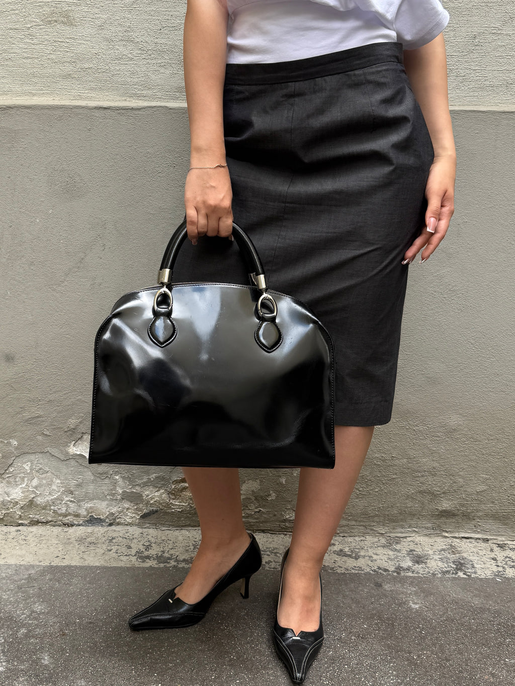 Vintage Coccinelle Black Patent Leather Bag
