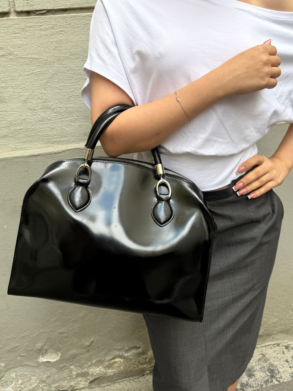 Vintage Coccinelle Black Patent Leather Bag