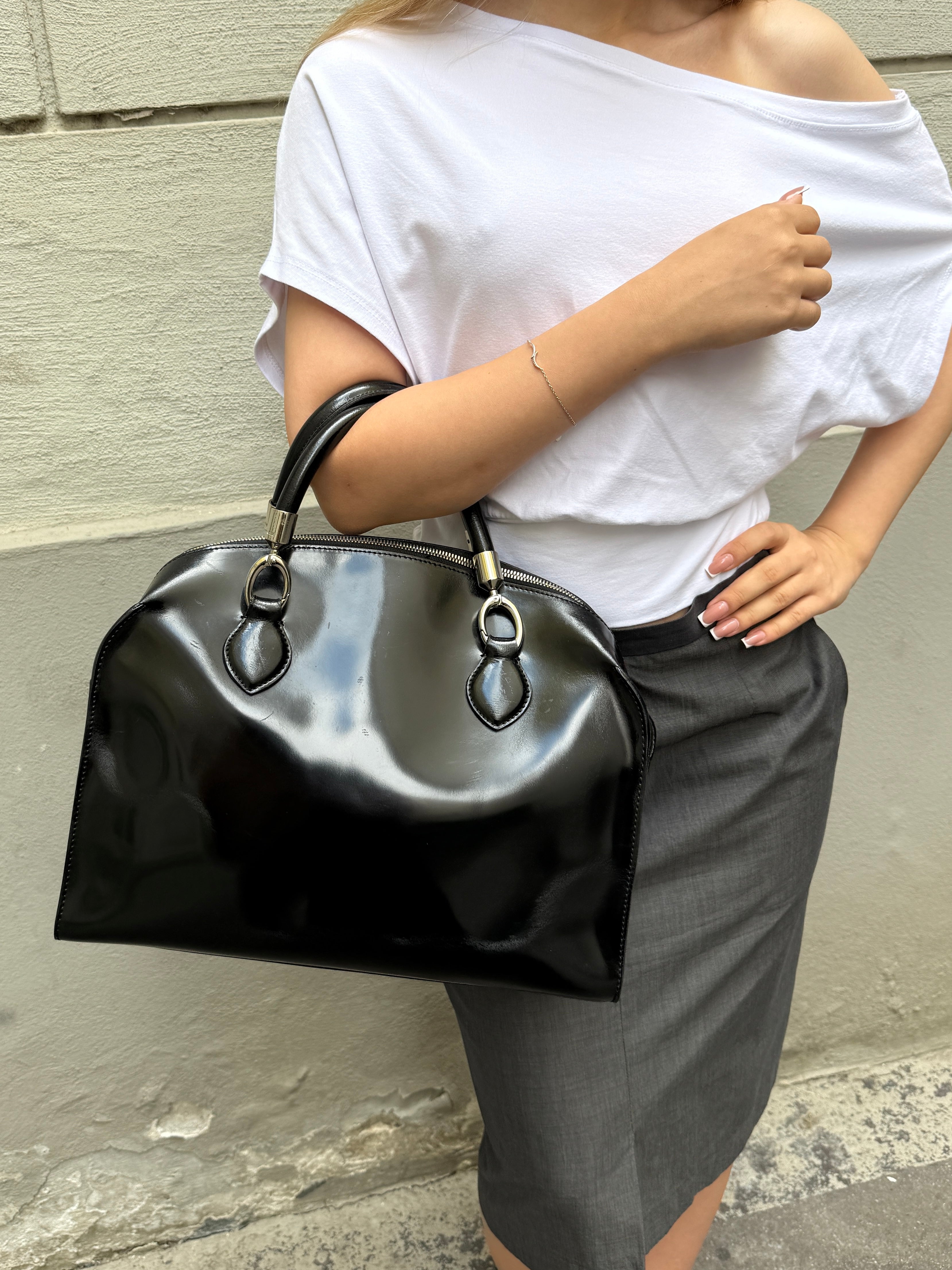 Vintage Coccinelle Black Patent Leather Bag