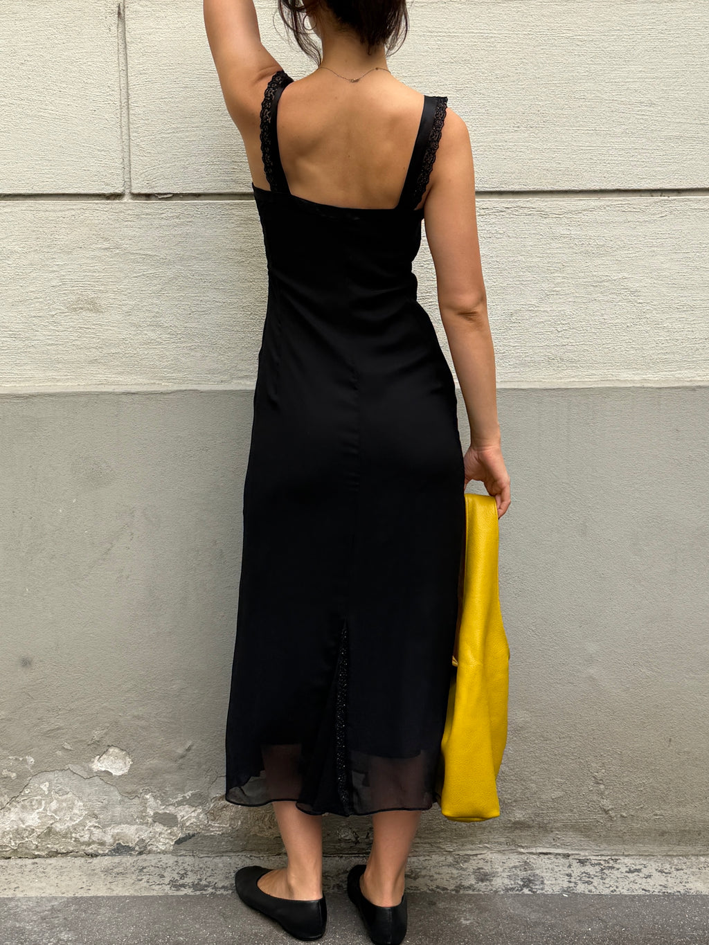 Vintage 100% Silk Black Dress S