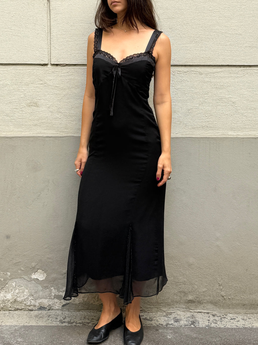 Vintage 100% Silk Black Dress S