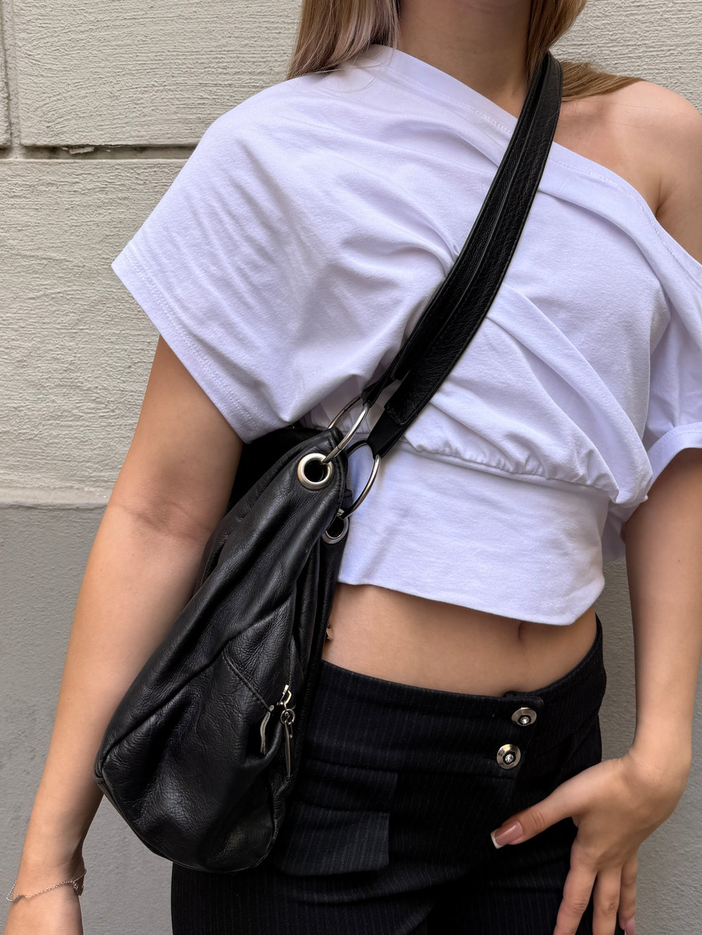 Vintage 100% Genuine Leather Black Bag