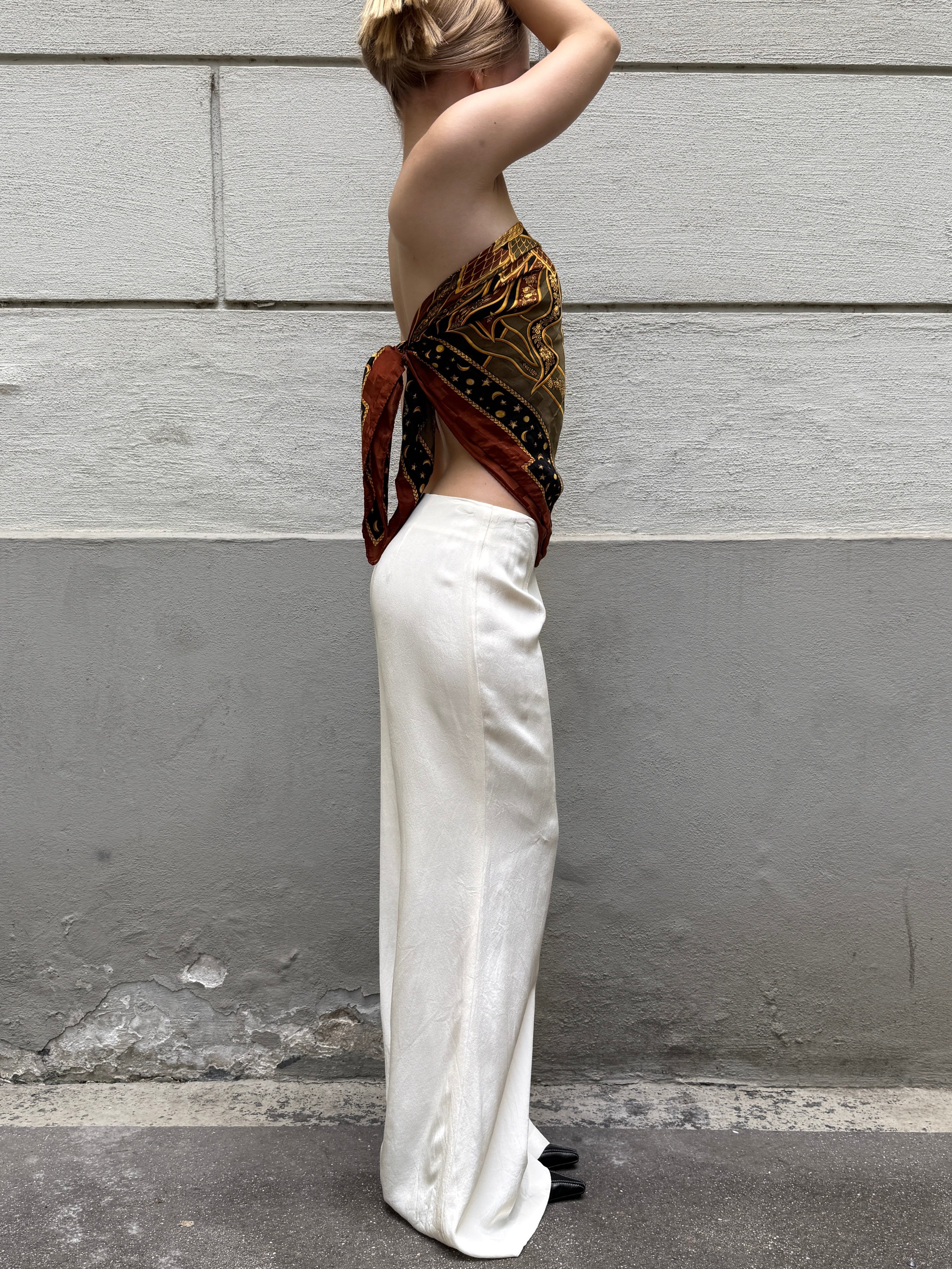 Vintage 100% Silk Wide Leg Trousers XS