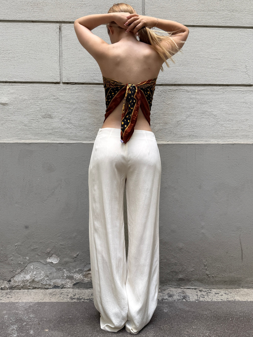 Vintage 100% Silk Wide Leg Trousers XS