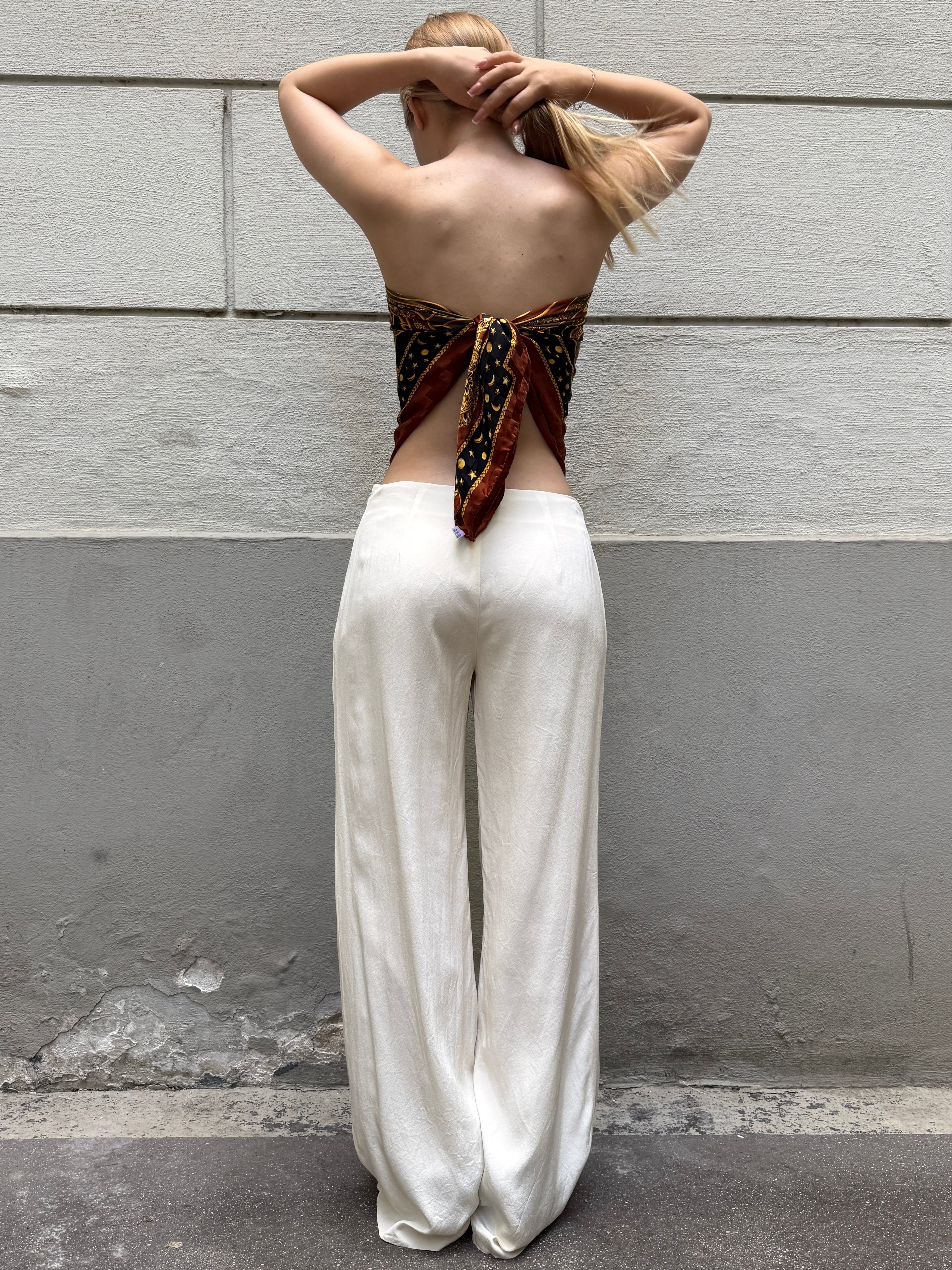 Vintage 100% Silk Wide Leg Trousers XS