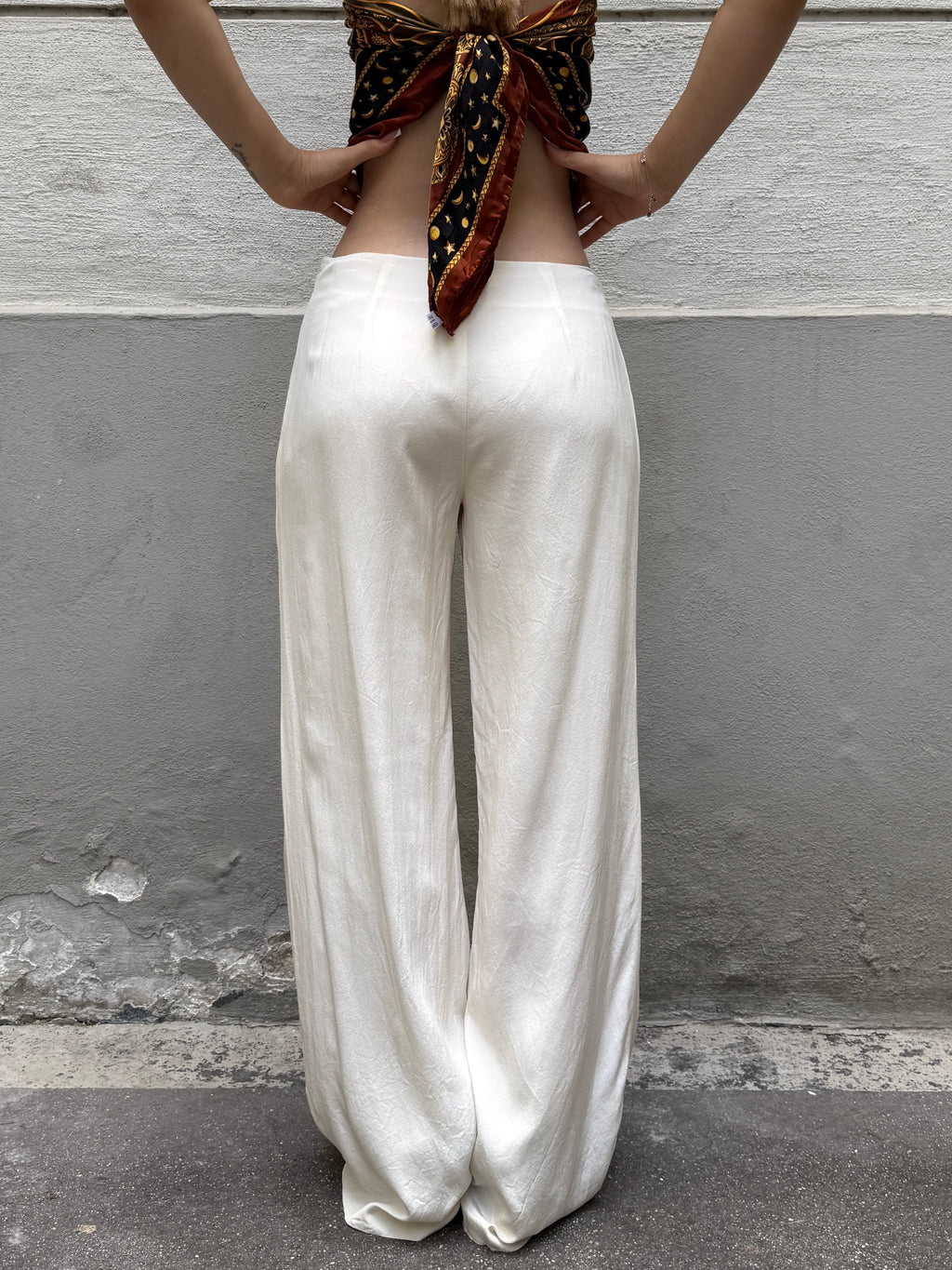 Vintage 100% Silk Wide Leg Trousers XS