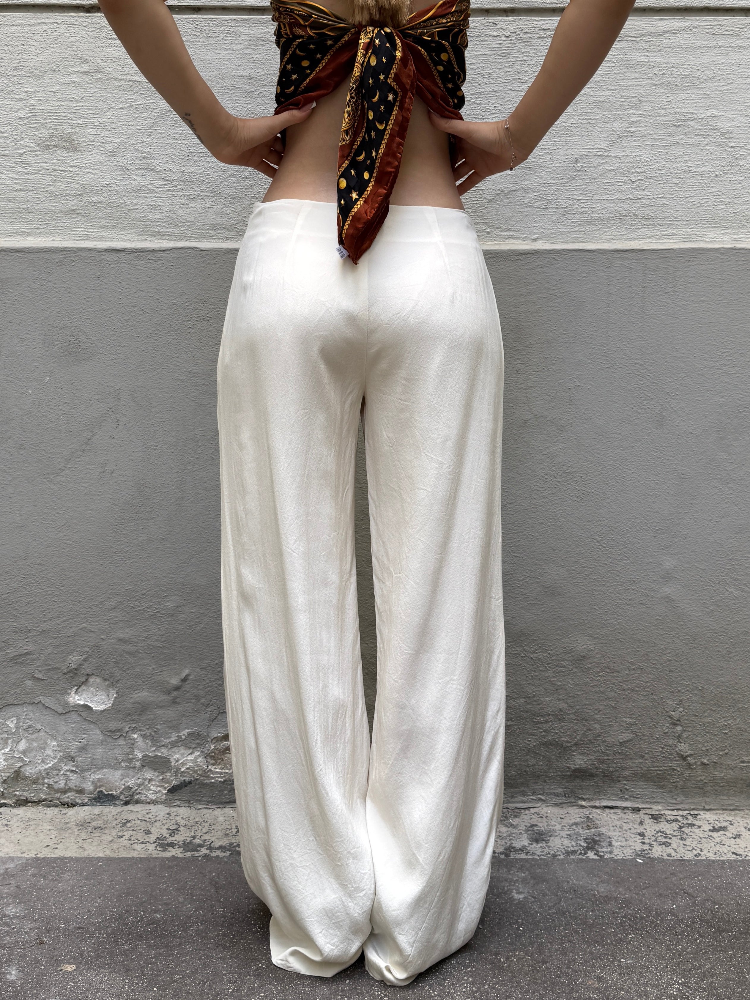 Vintage 100% Silk Wide Leg Trousers XS