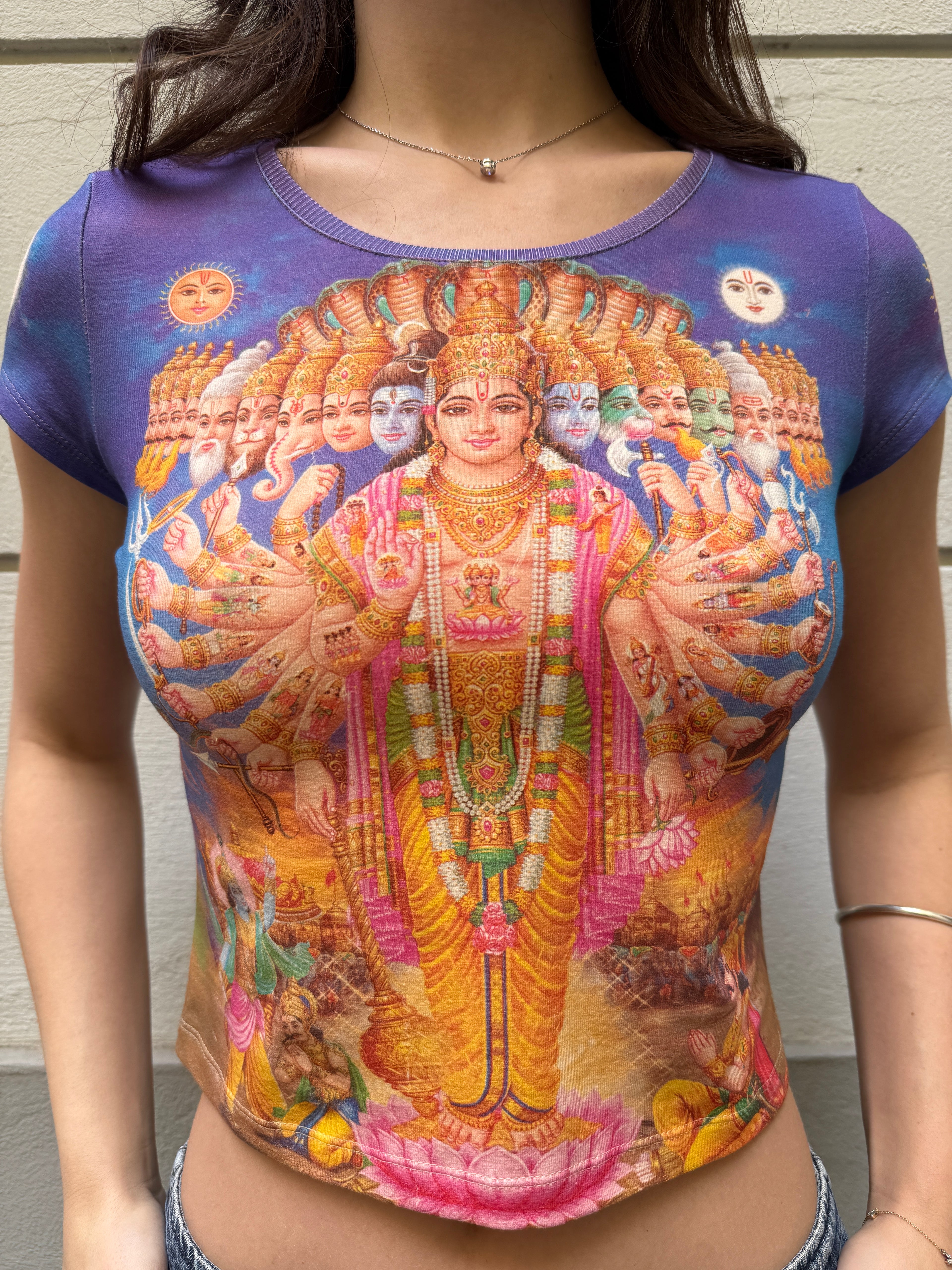 Vintage Inspired Hindu Krishna Om Short Sleeve T-Shirt S