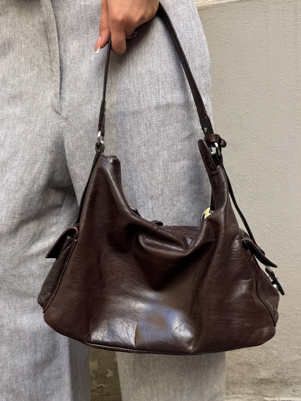 Vintage Y2K 100% Genuine Leather Brown Bag M