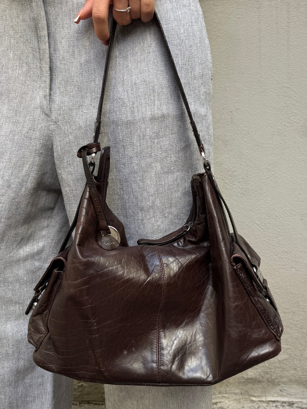 Vintage Y2K 100% Genuine Leather Brown Bag M