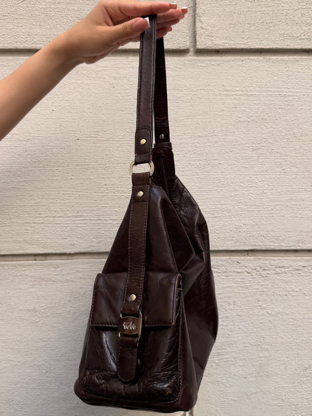 Vintage Y2K 100% Genuine Leather Brown Bag M
