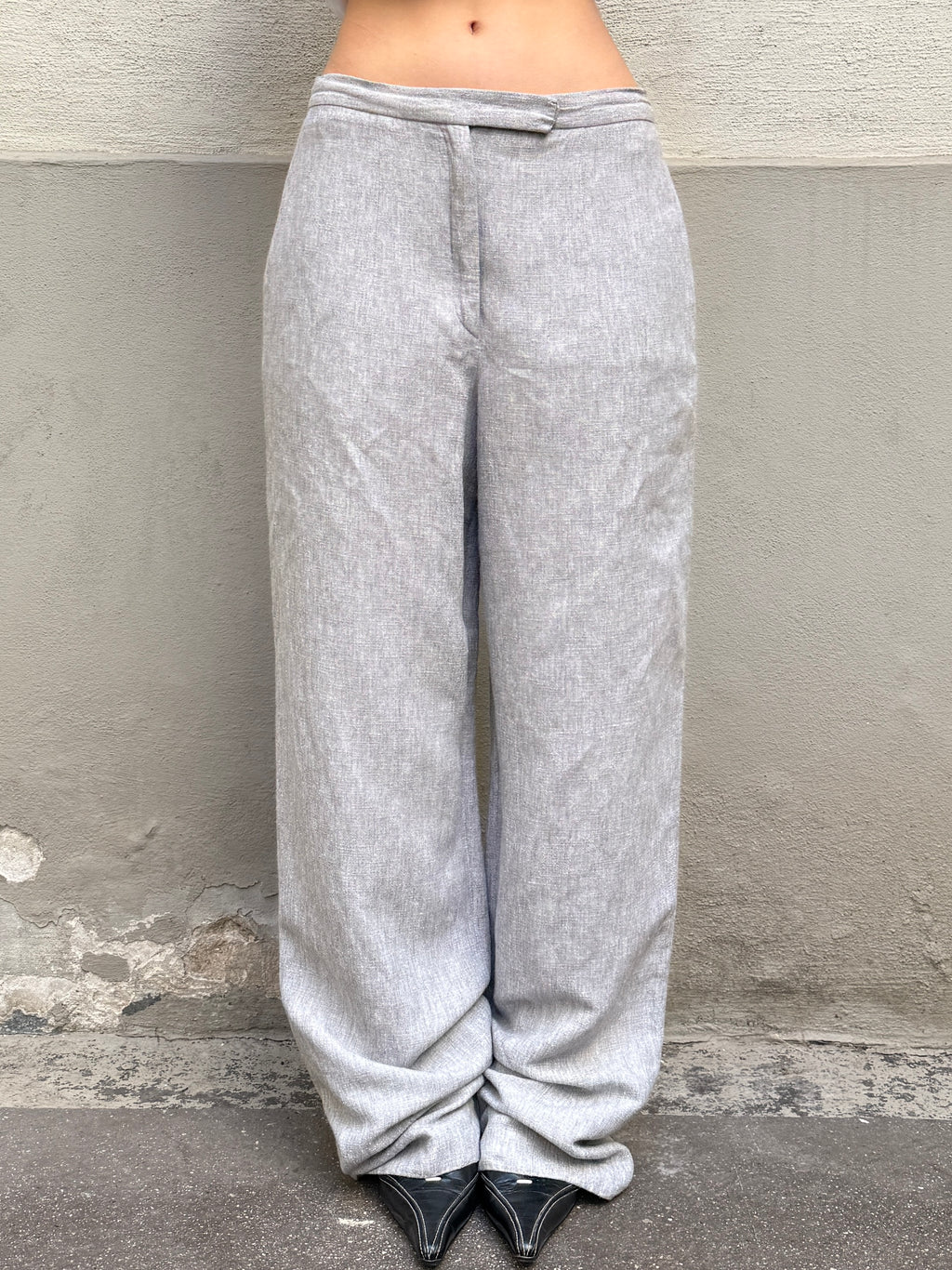 Vintage Linen Blend Gray Wide Leg Trousers S