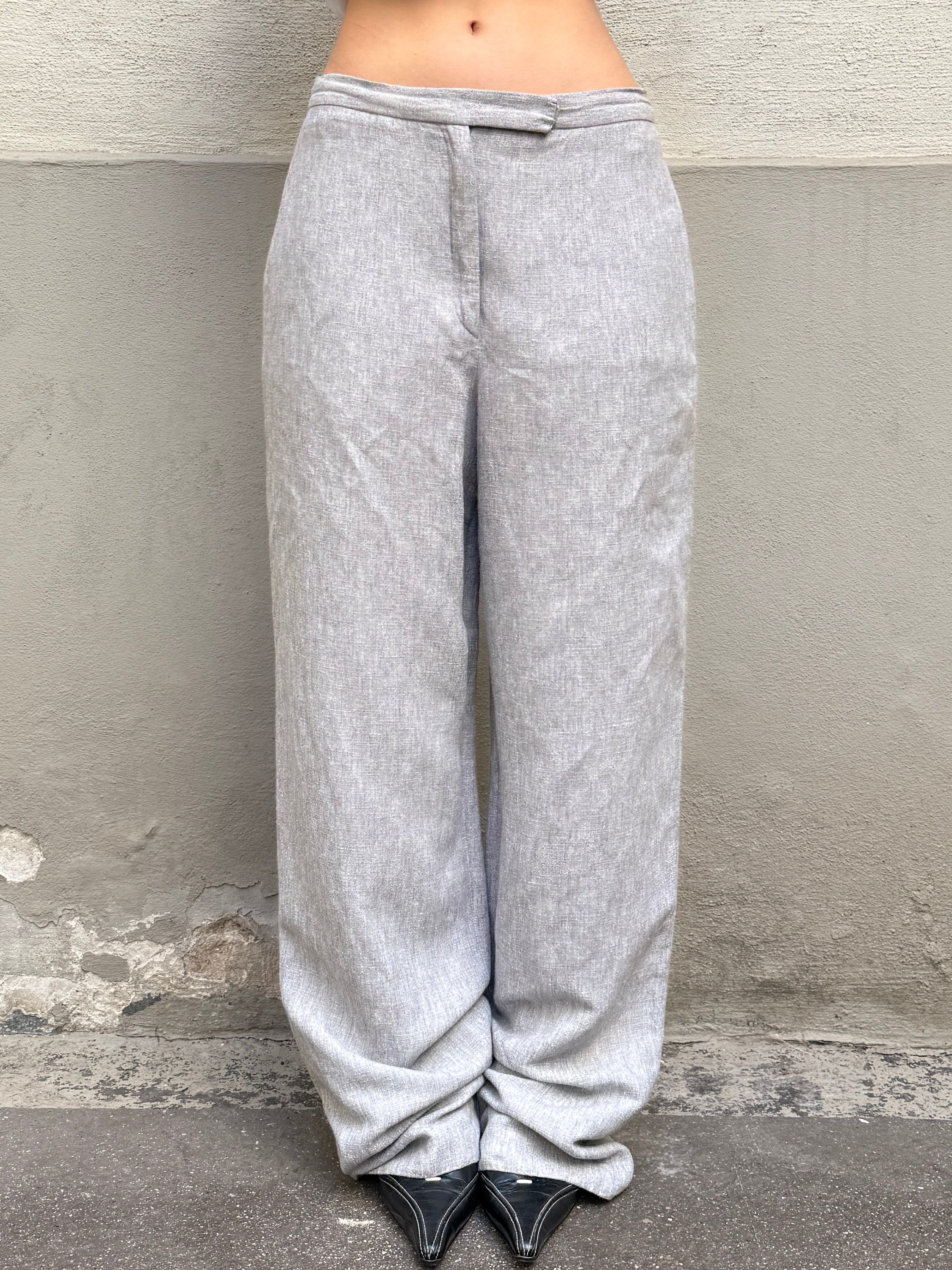 Vintage Linen Blend Gray Wide Leg Trousers S