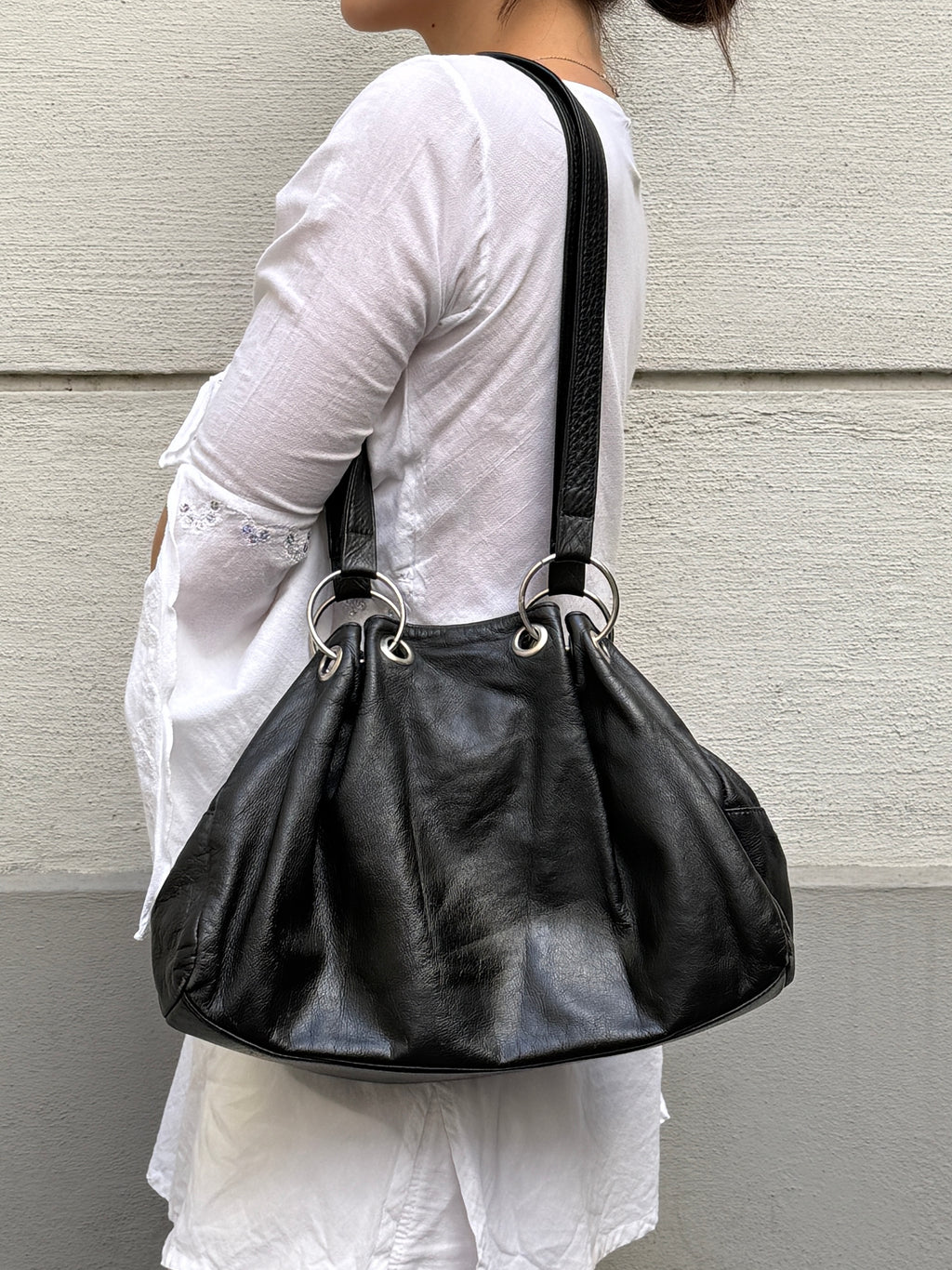 Vintage 100% Genuine Leather Black Bag