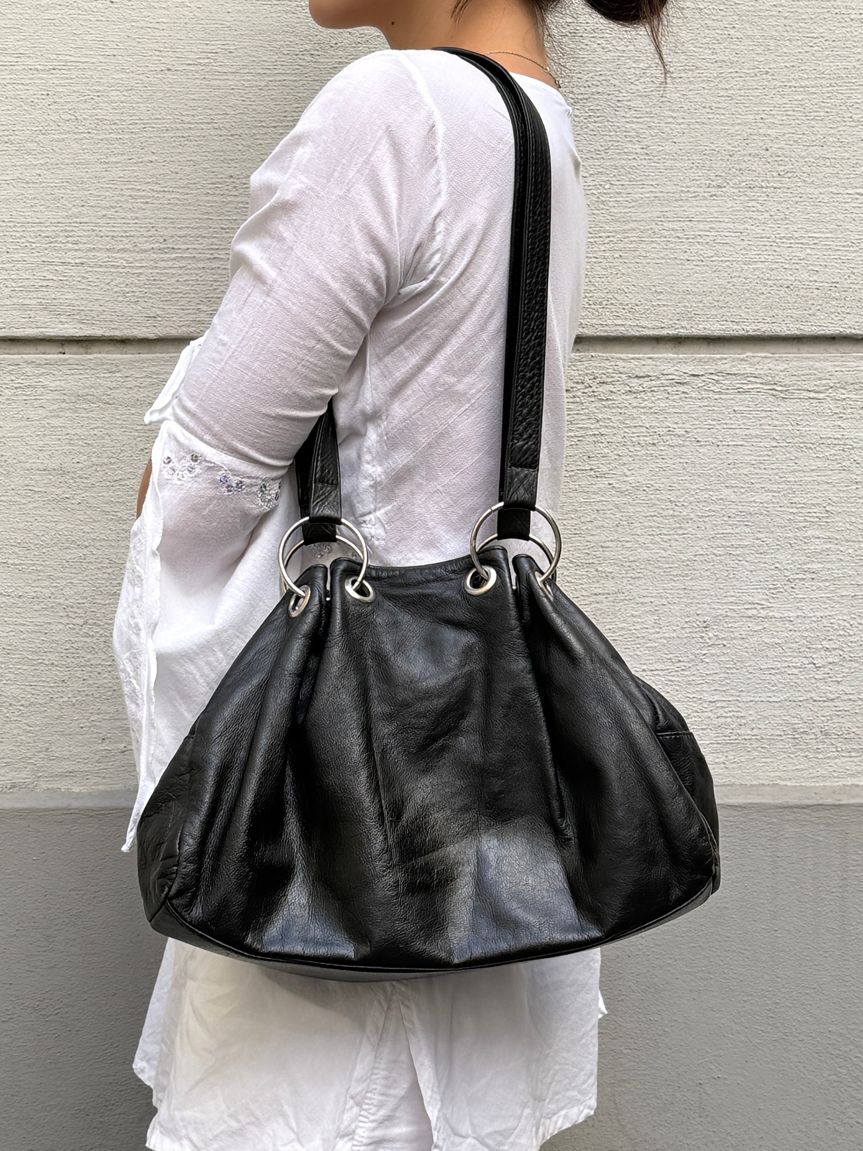 Vintage 100% Genuine Leather Black Bag
