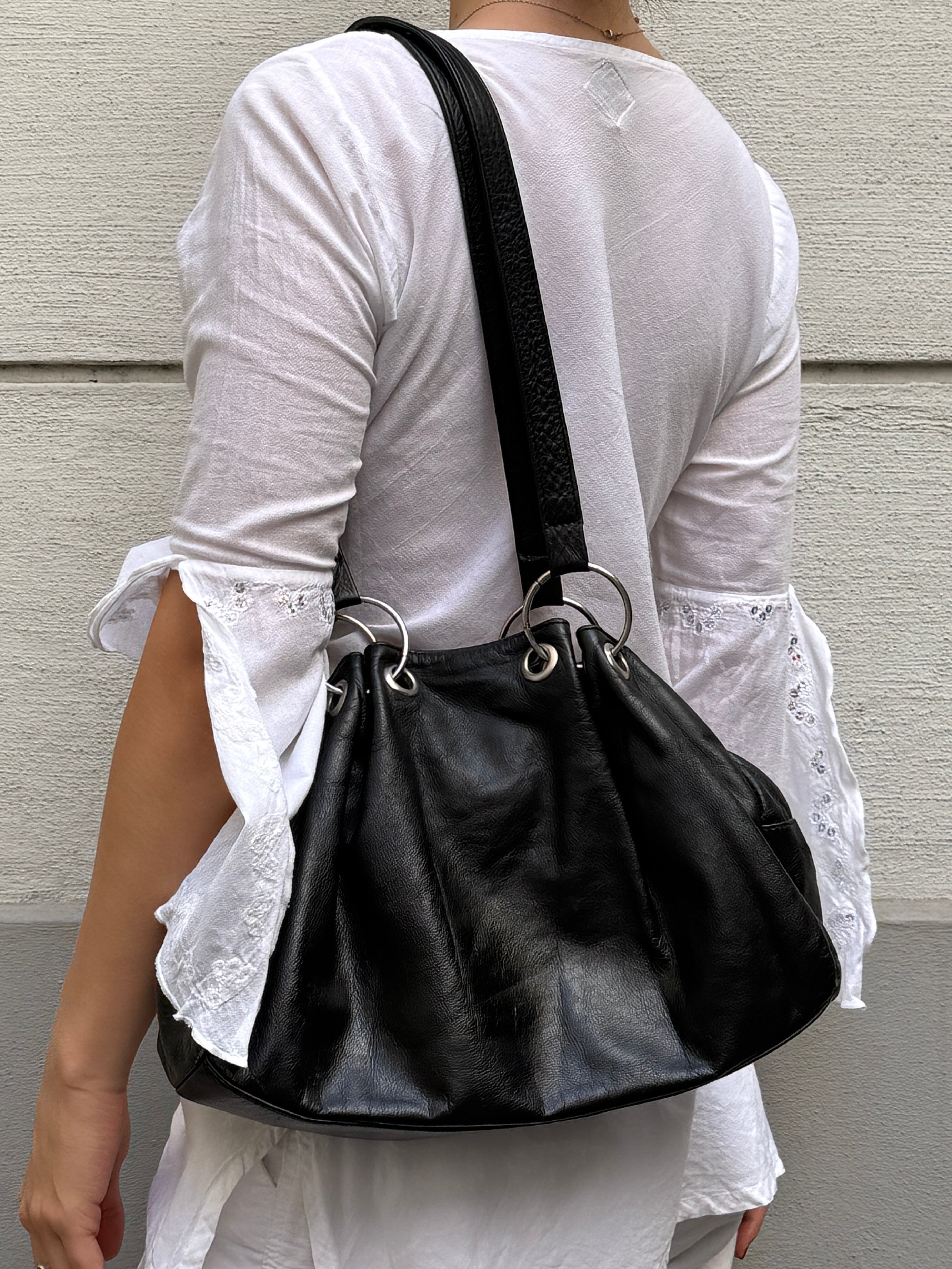 Vintage 100% Genuine Leather Black Bag