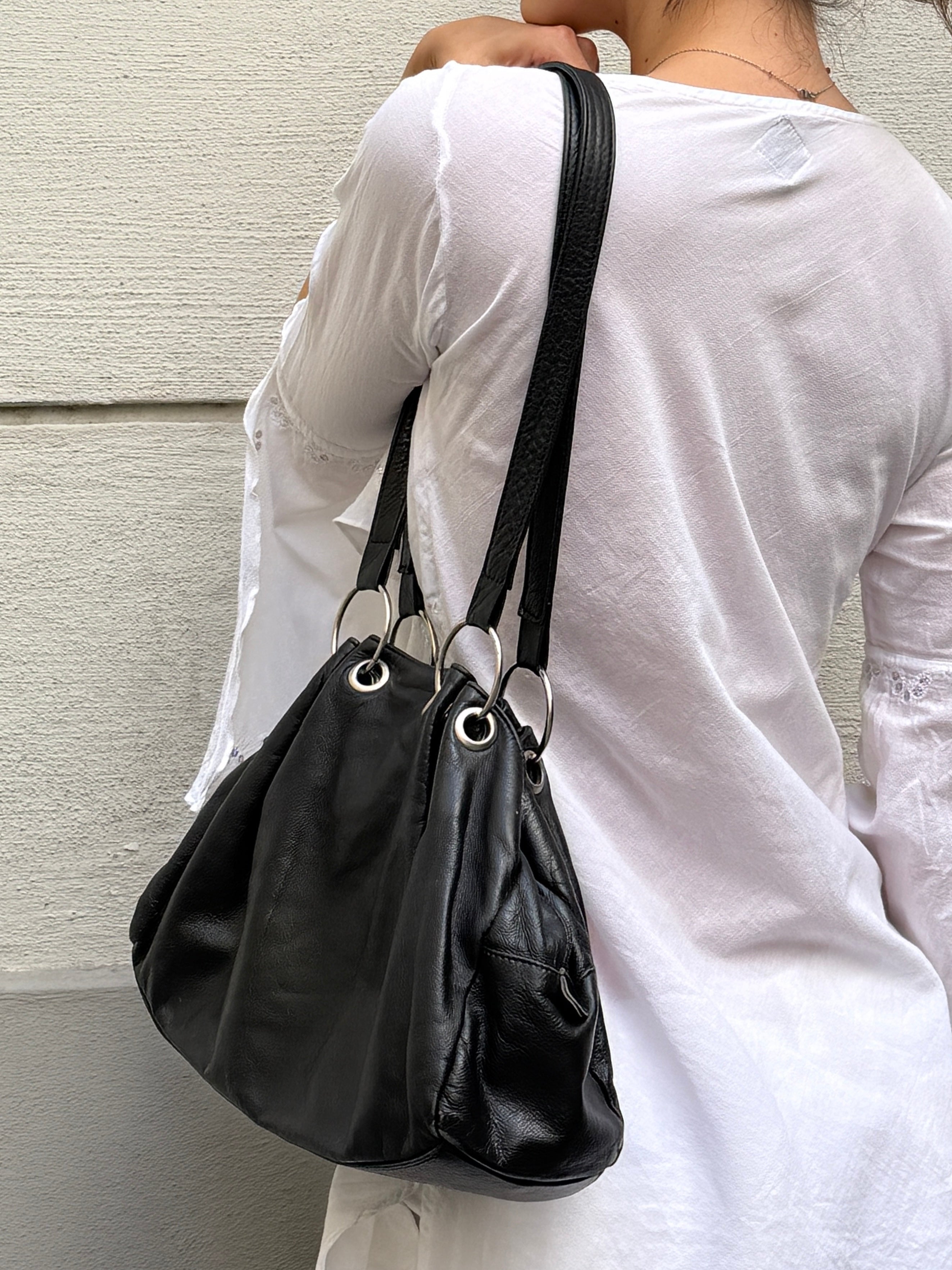 Vintage 100% Genuine Leather Black Bag