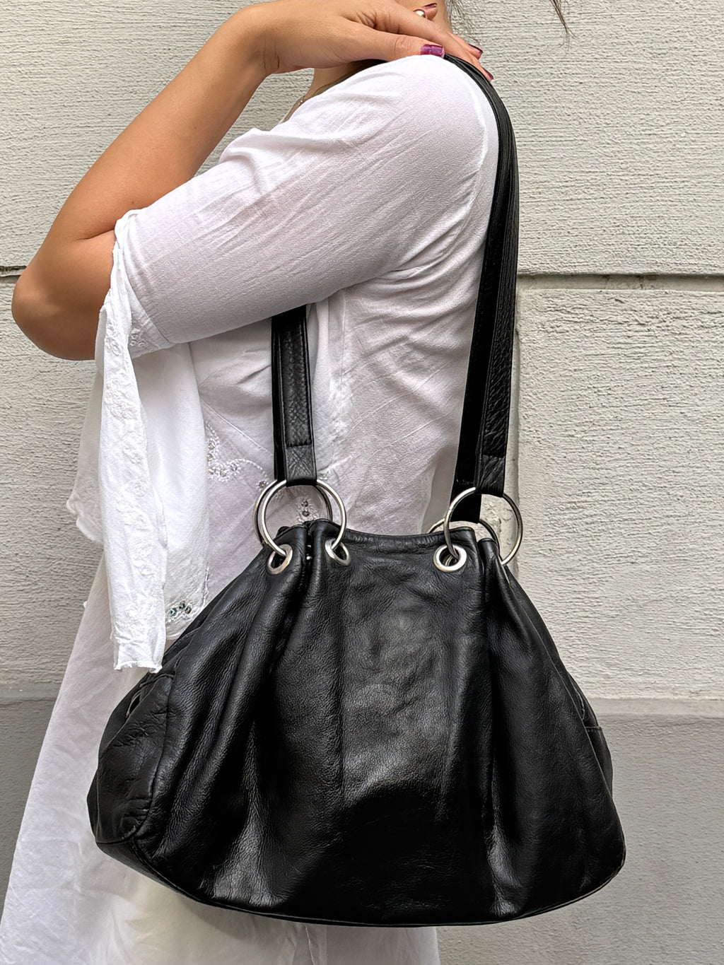 Vintage 100% Genuine Leather Black Bag