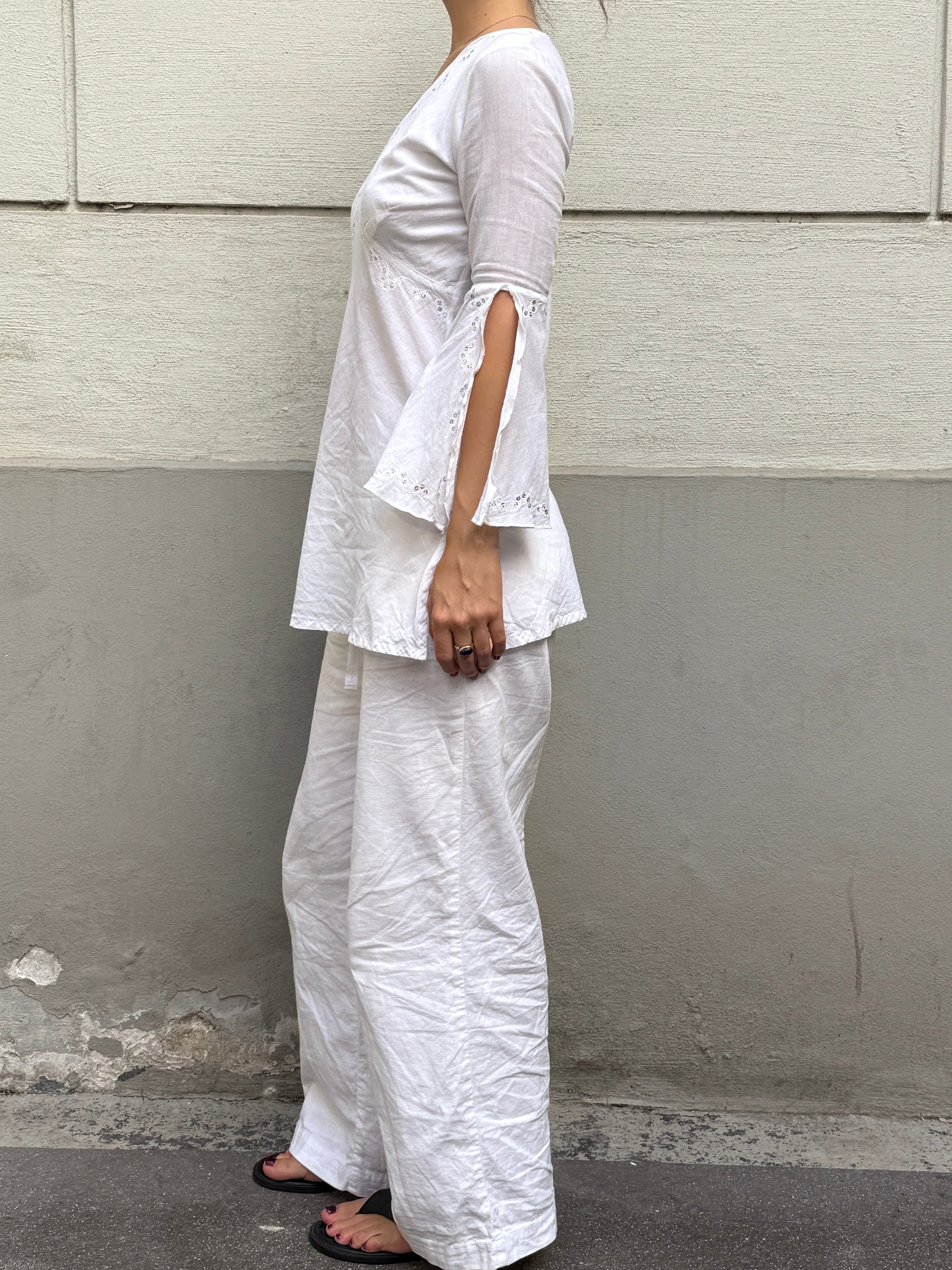 Vintage Y2K Cotton White Tunic Top S