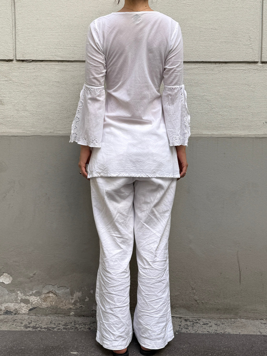 Vintage Y2K Cotton White Tunic Top S