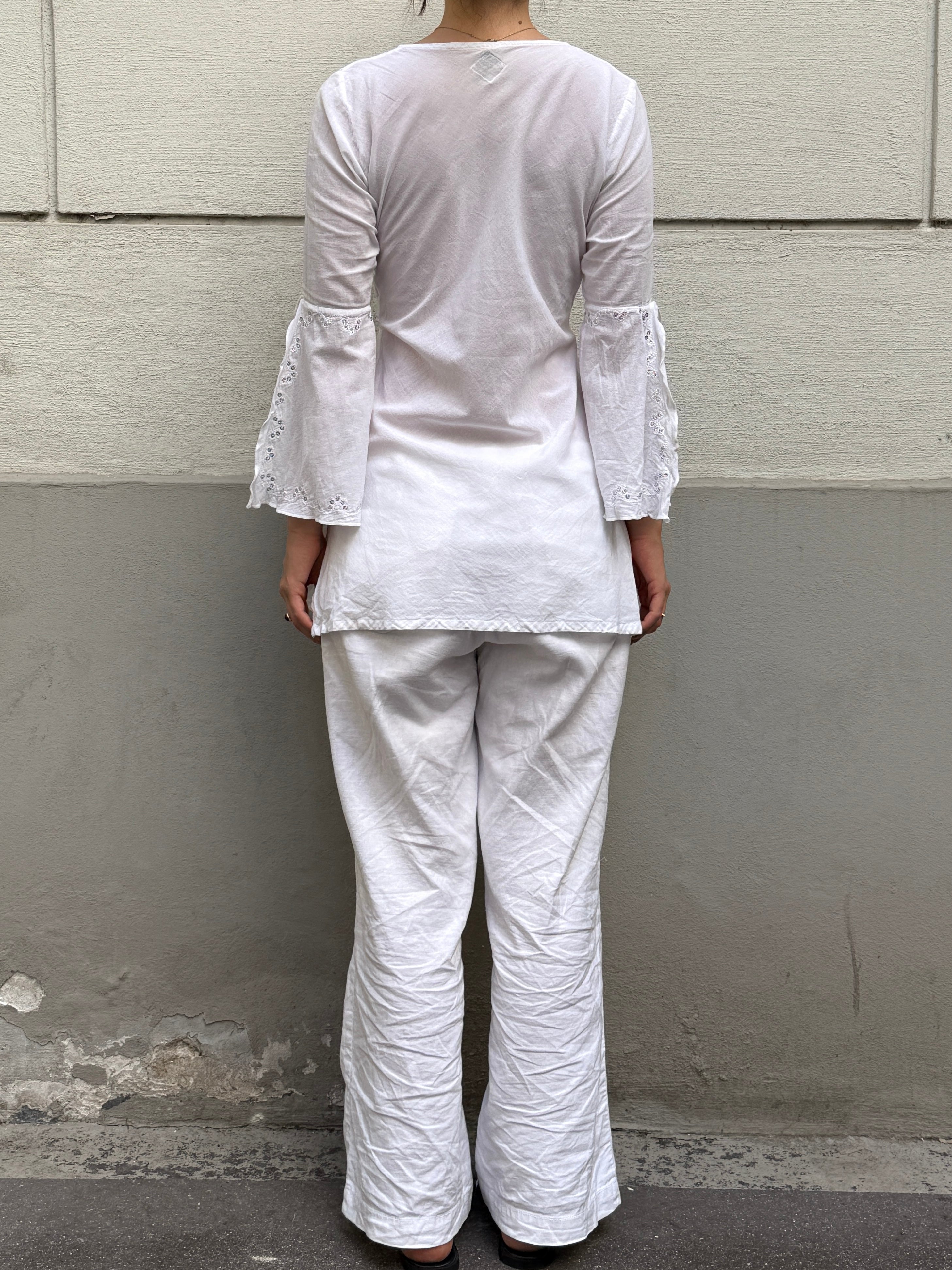 Vintage Y2K Cotton White Tunic Top S