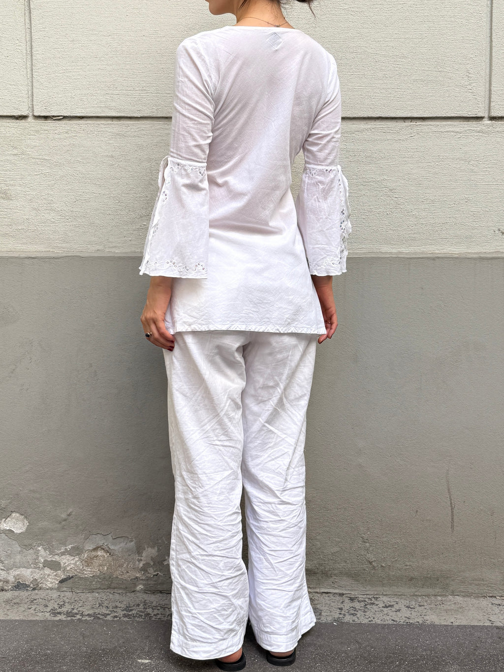 Vintage Y2K Cotton White Tunic Top S