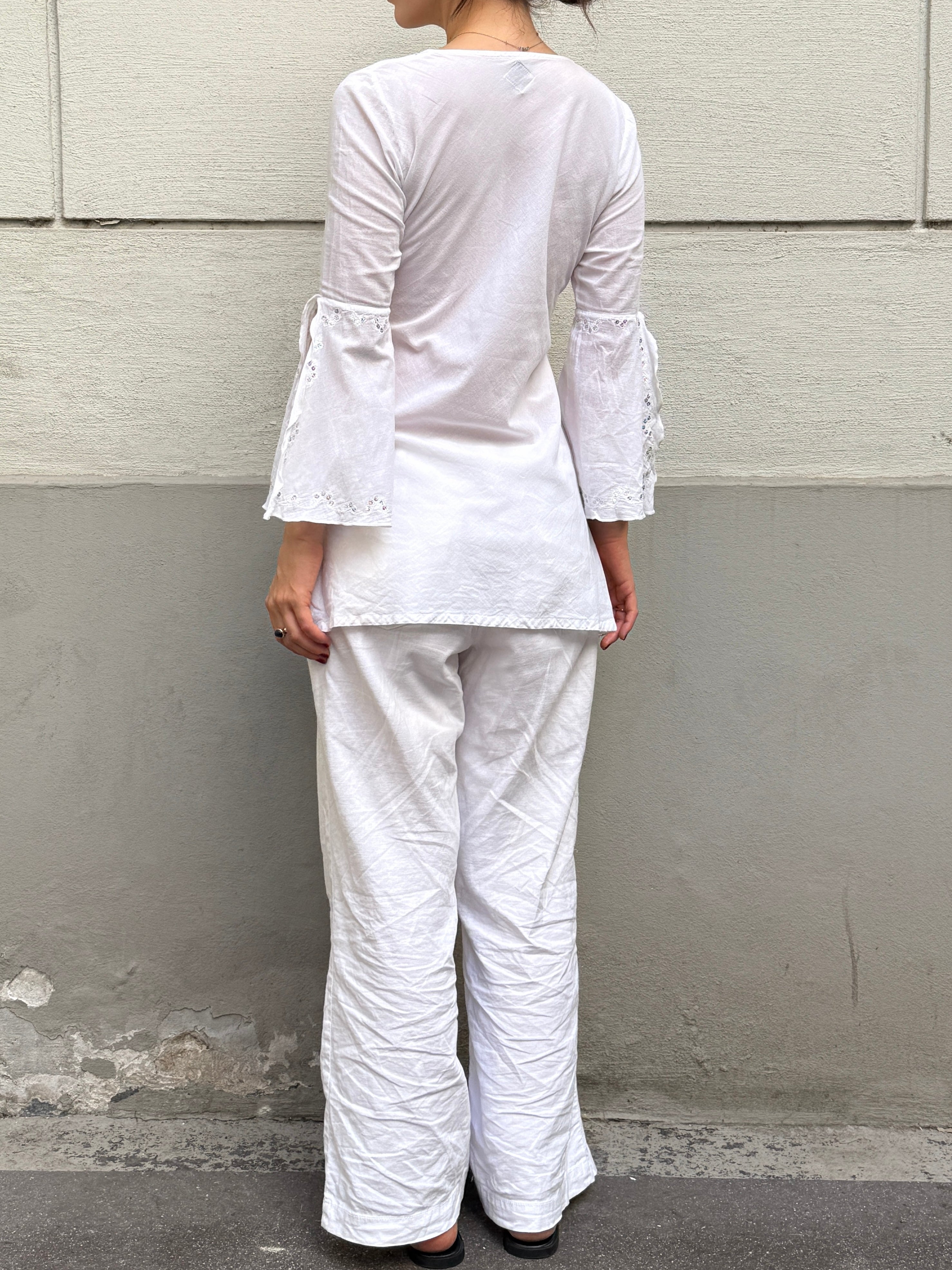 Vintage Y2K Cotton White Tunic Top S
