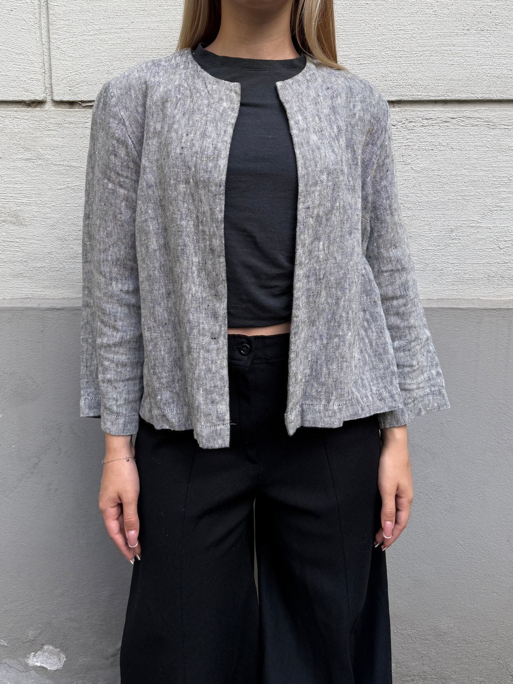 Vintage 100% Linen Gray Jacket S/M