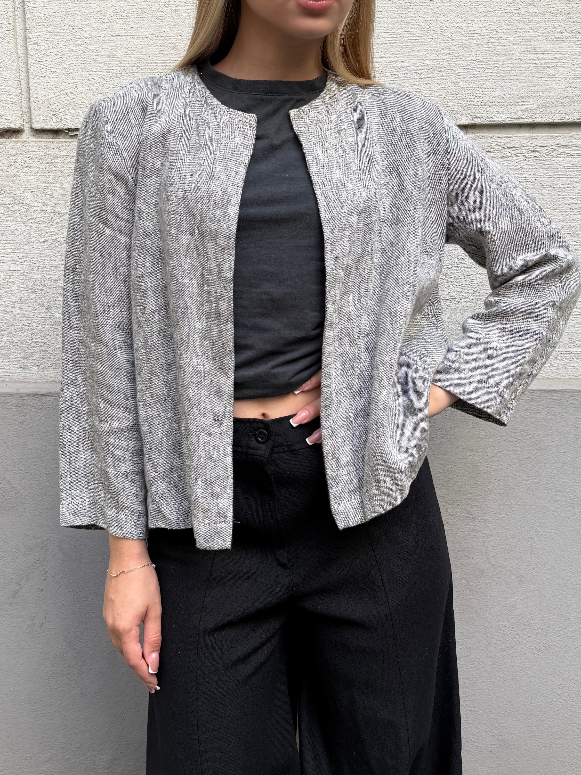 Vintage 100% Linen Gray Jacket S/M