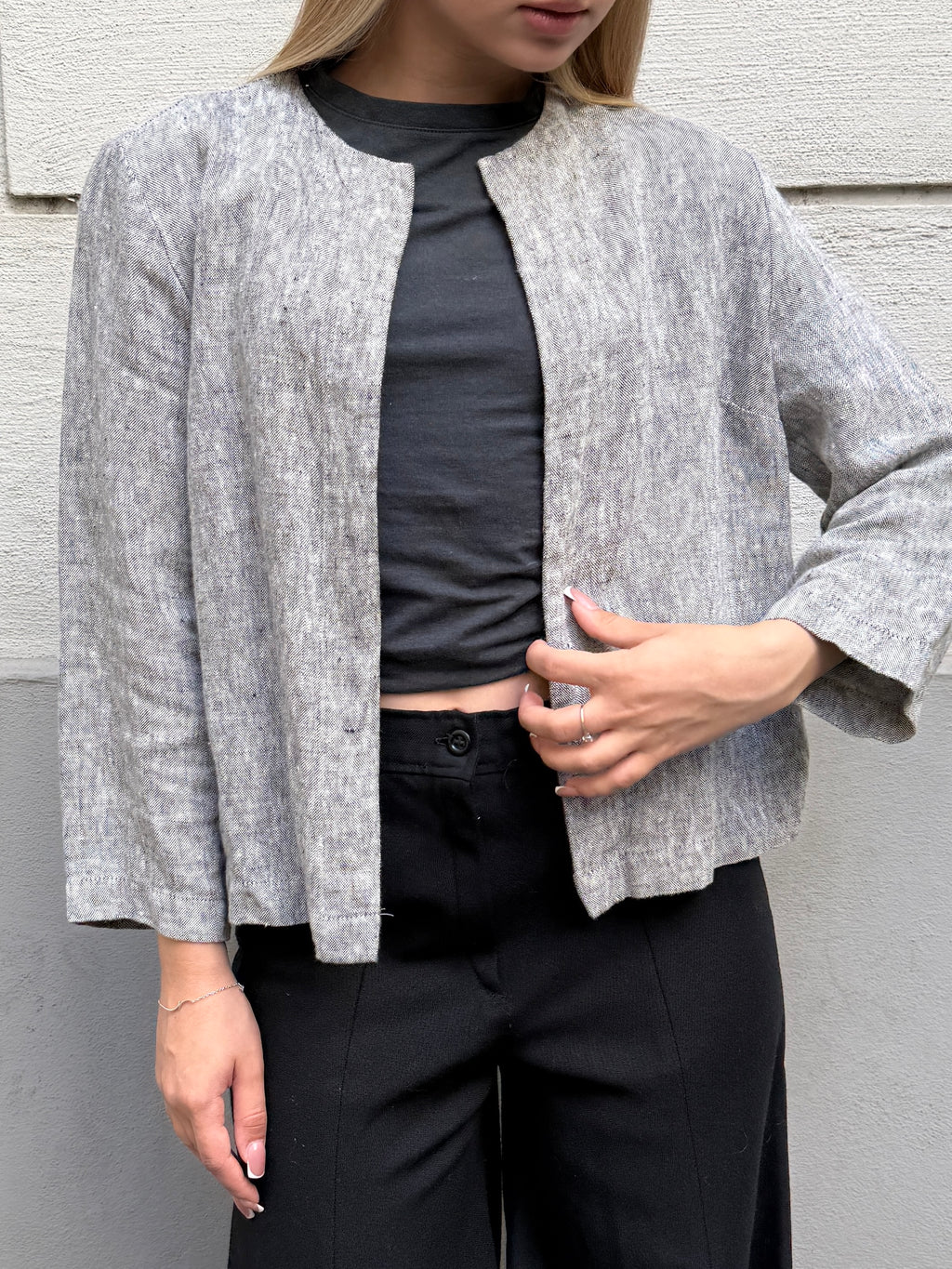 Vintage 100% Linen Gray Jacket S/M