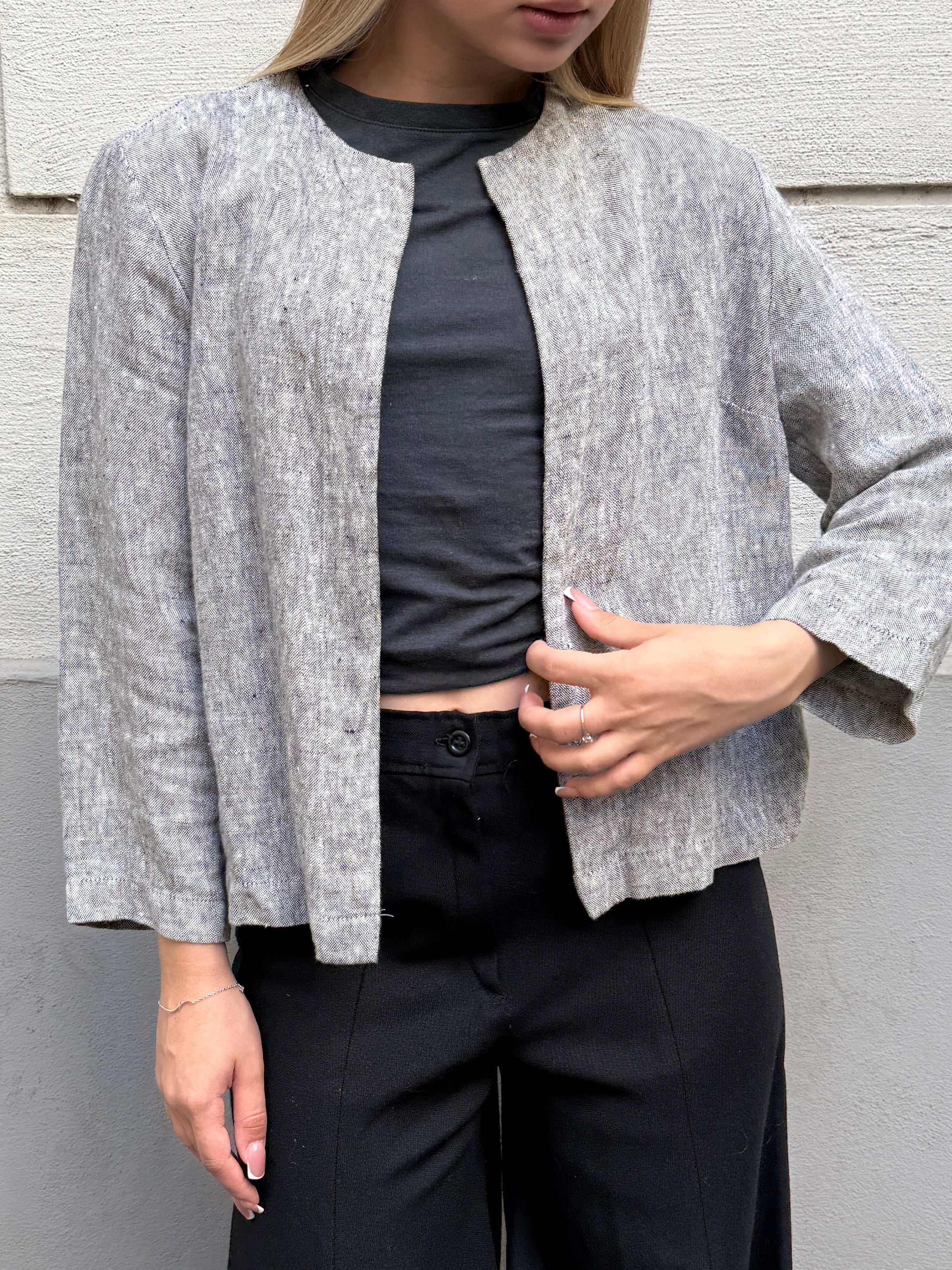 Vintage 100% Linen Gray Jacket S/M