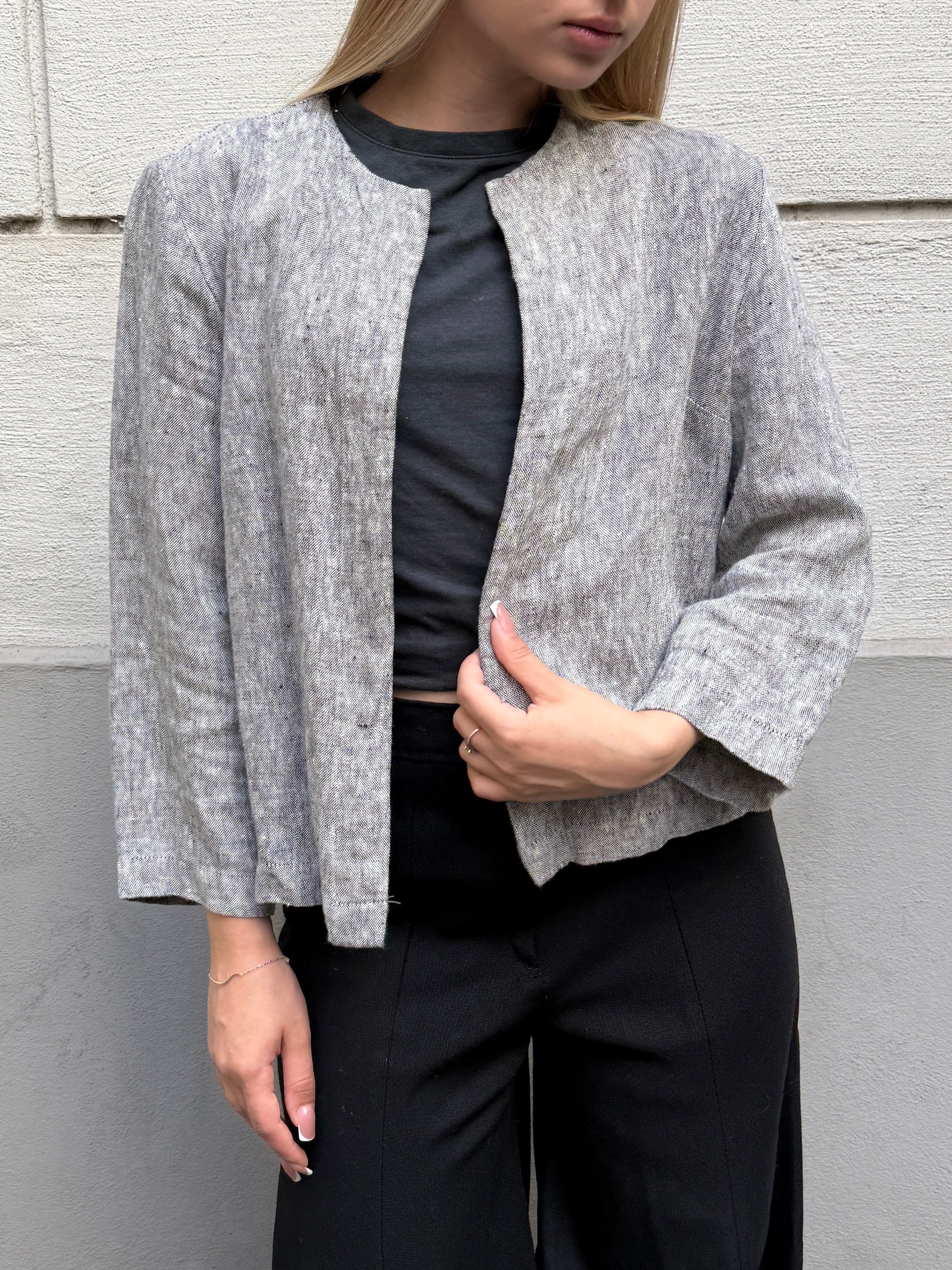 Vintage 100% Linen Gray Jacket S/M