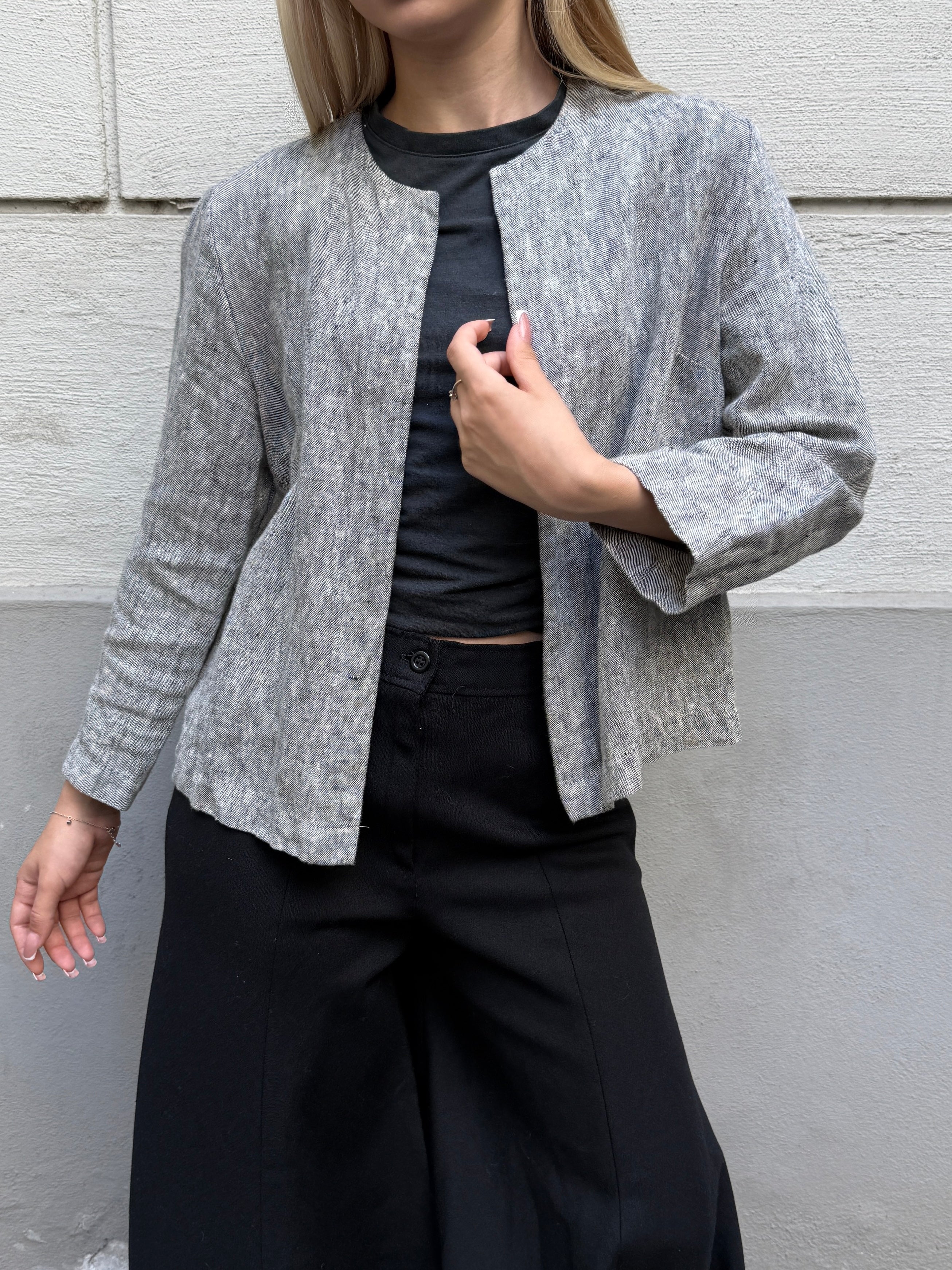 Vintage 100% Linen Gray Jacket S/M