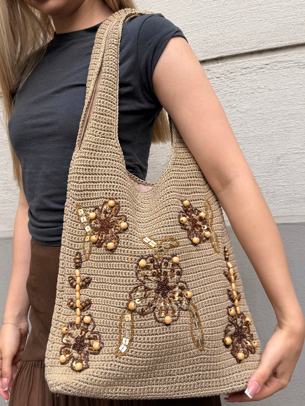 Vintage Y2K Crochet Beaded Bag