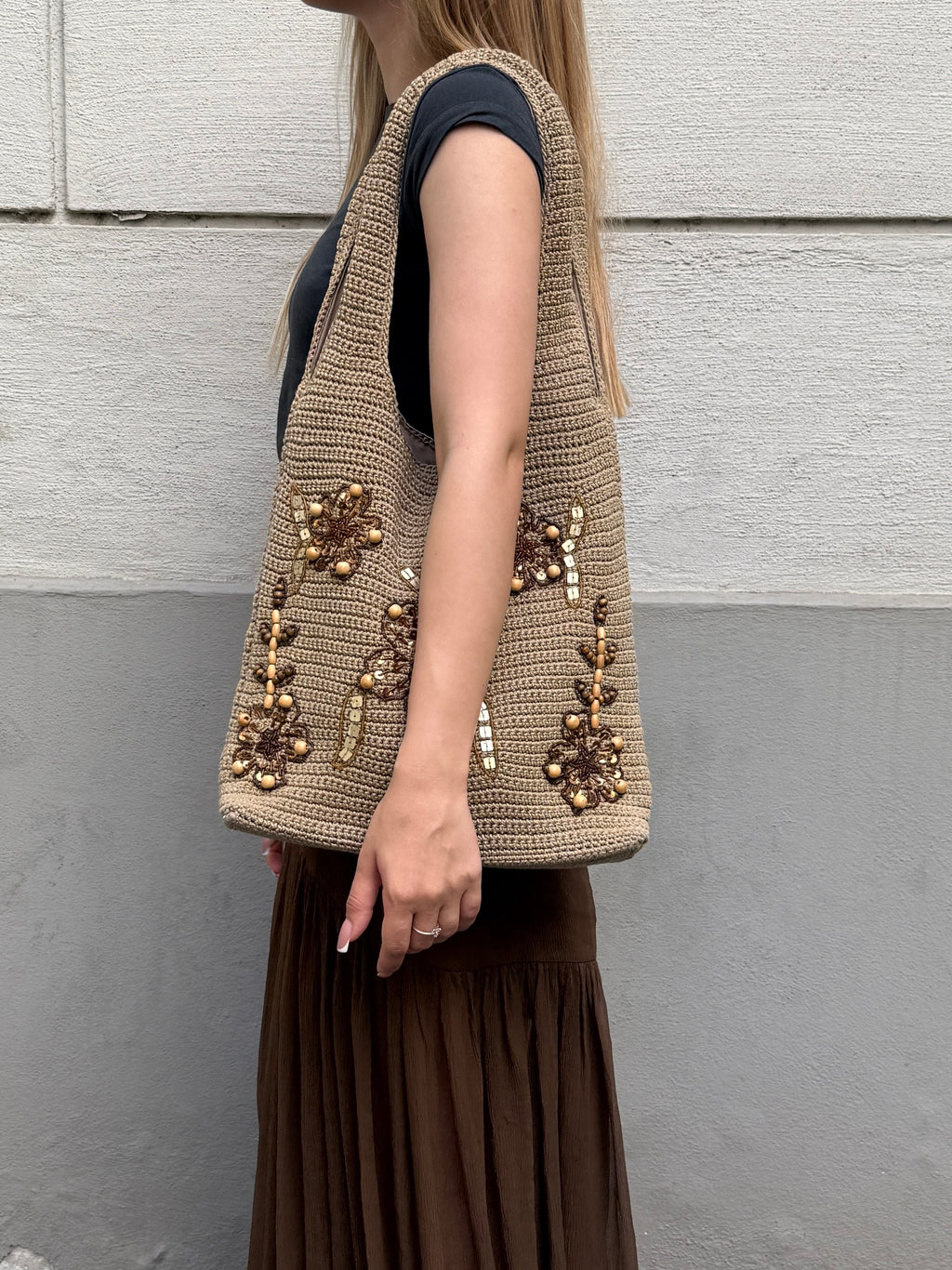 Vintage Y2K Crochet Beaded Bag