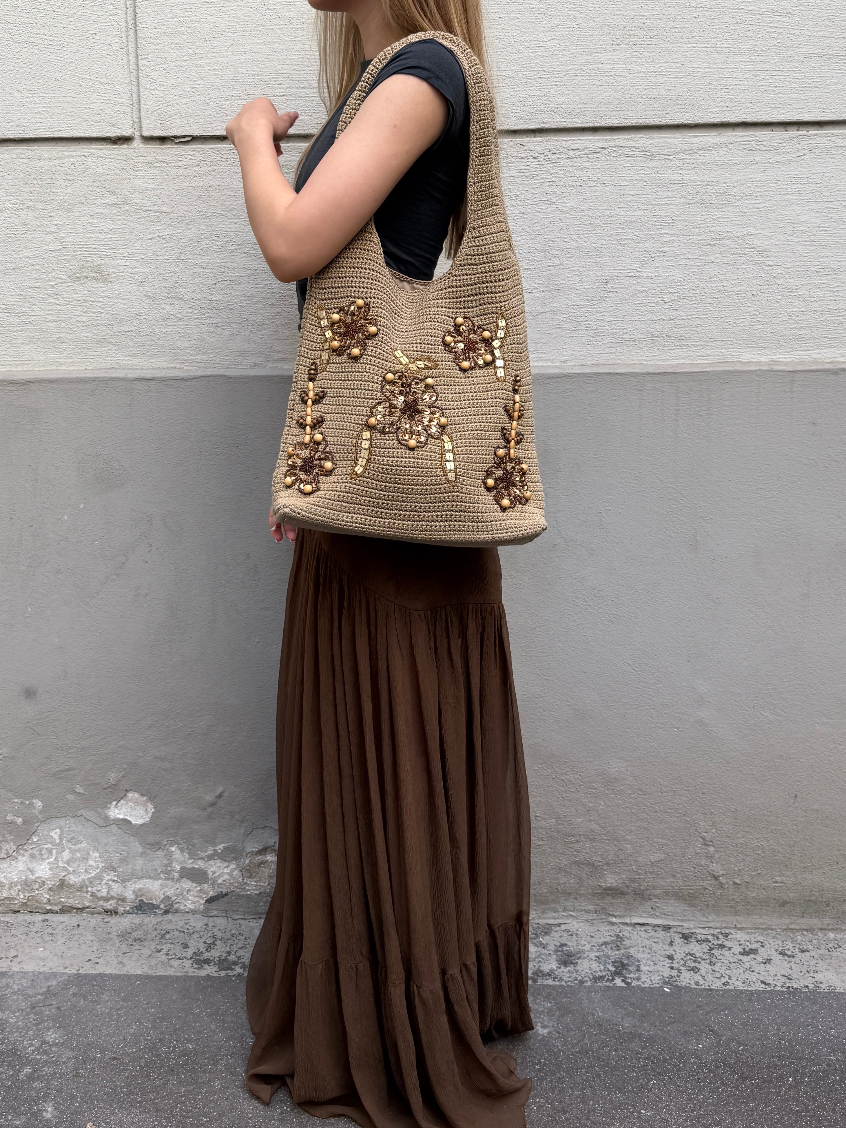 Vintage Y2K Crochet Beaded Bag